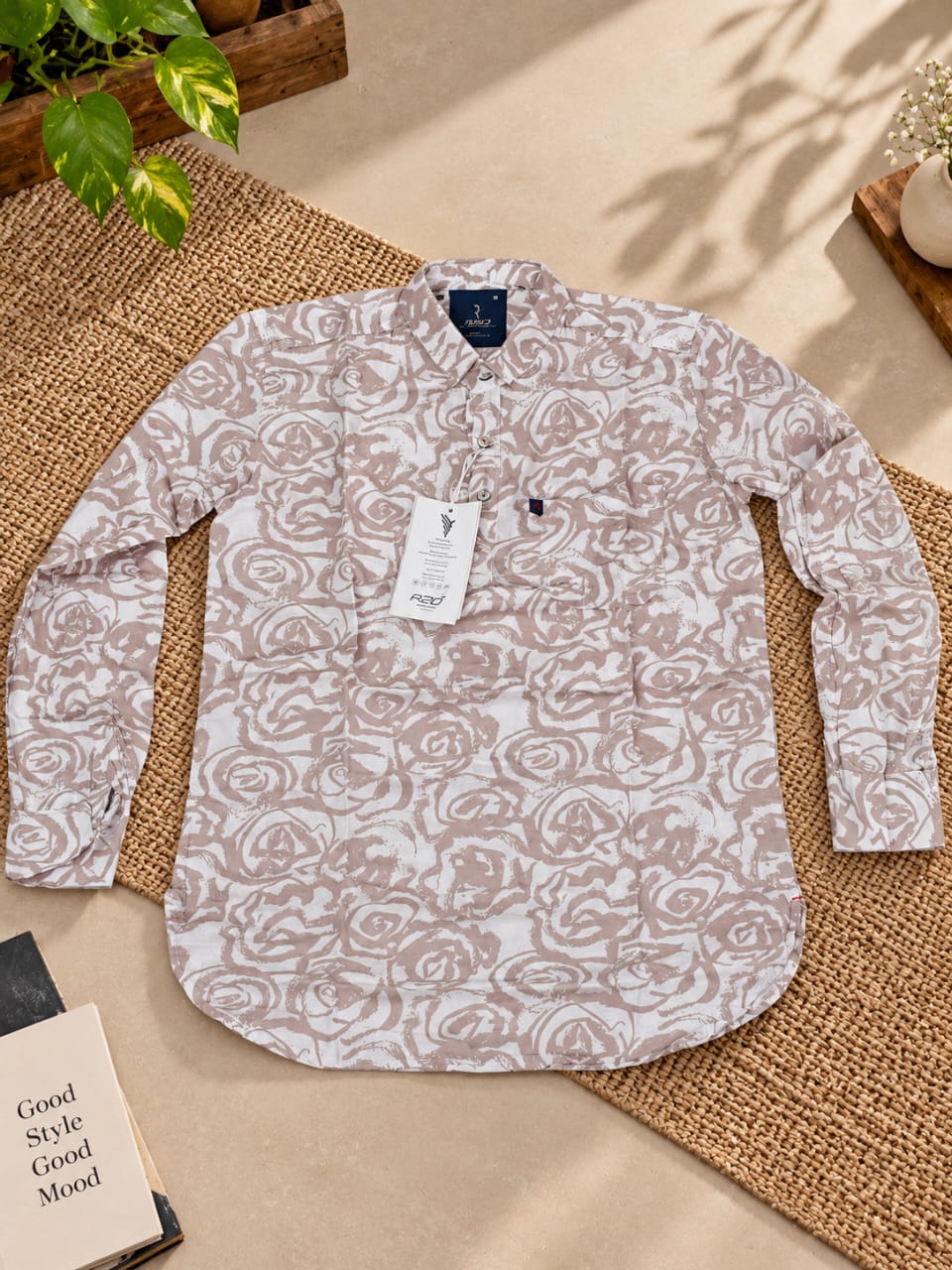 Stylish Floral Print Short Kurta for Men | 100% Breathable Cotton