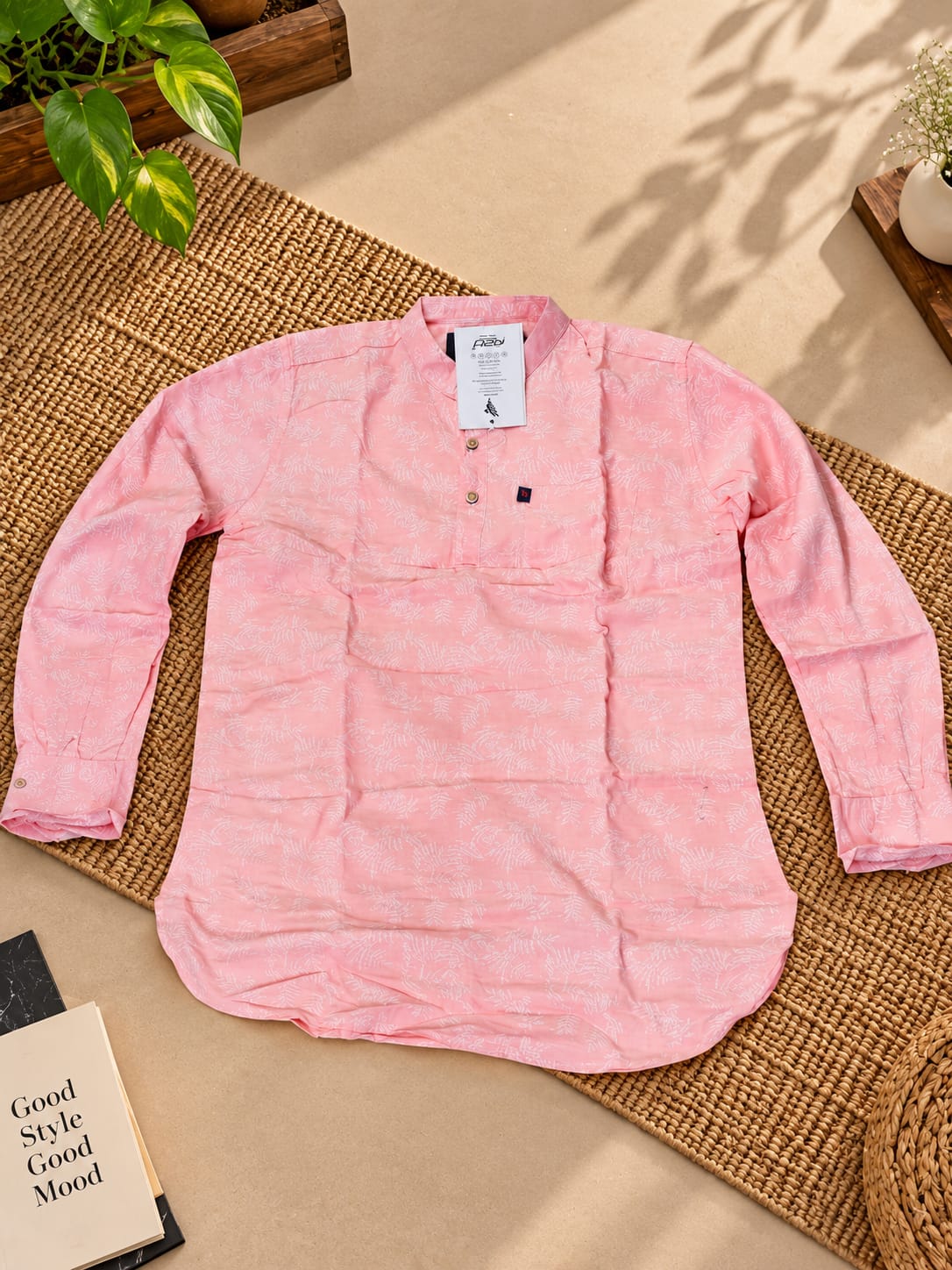 Men's Short Kurtha Cotton in Chinese Collor