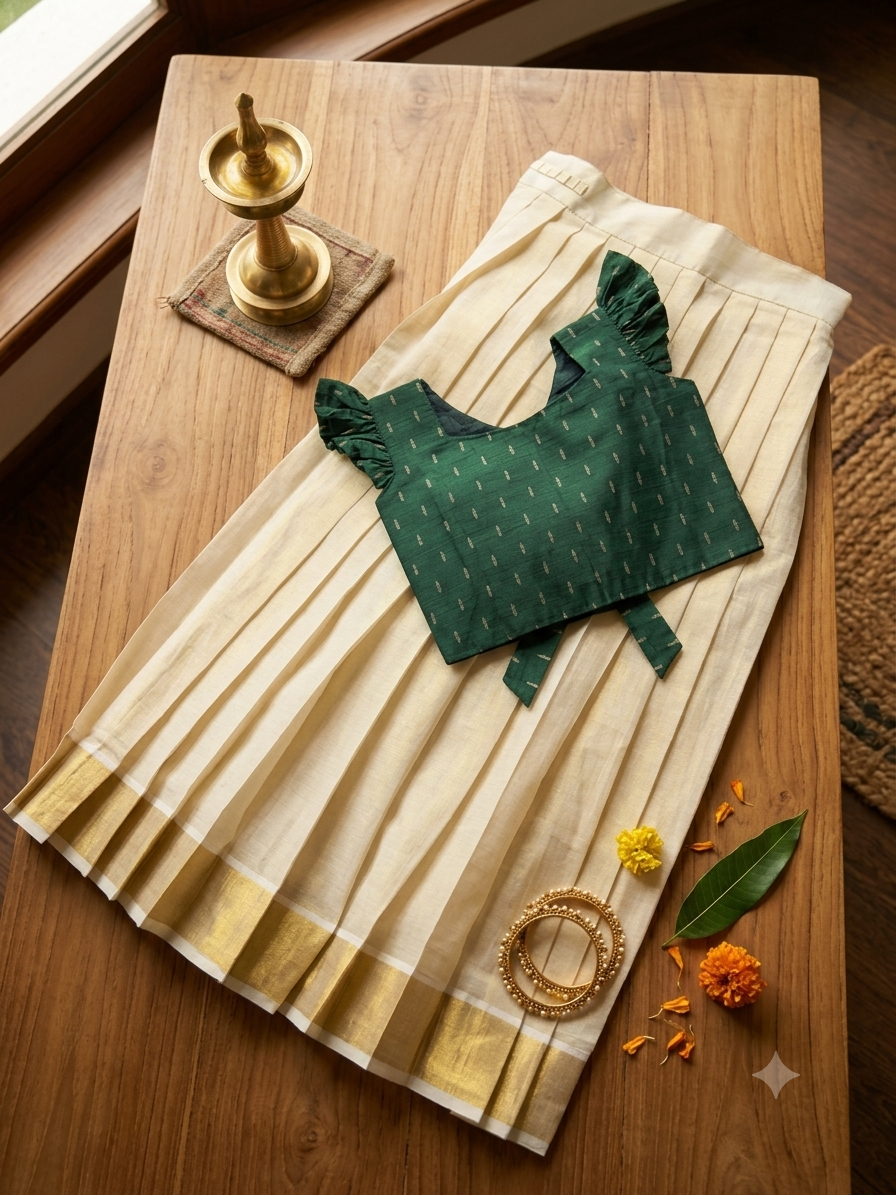 Kerala traditional Pattupavada -  kids wear