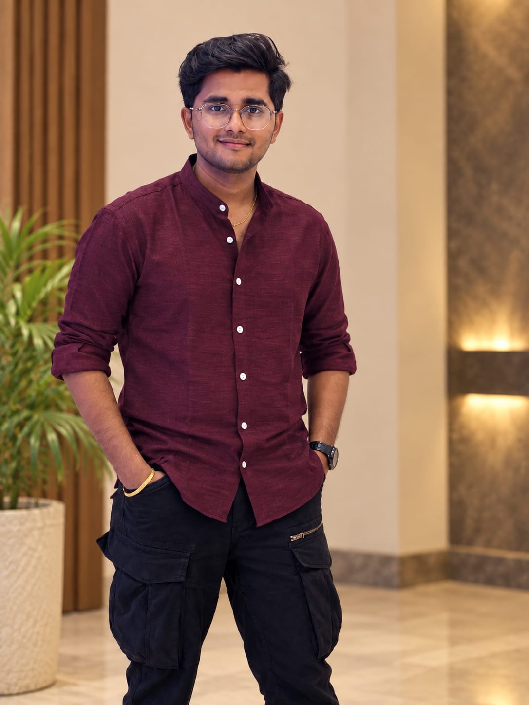 Soft Textured Linen-Blend Chinese Collar Shirt | Comfort wearing