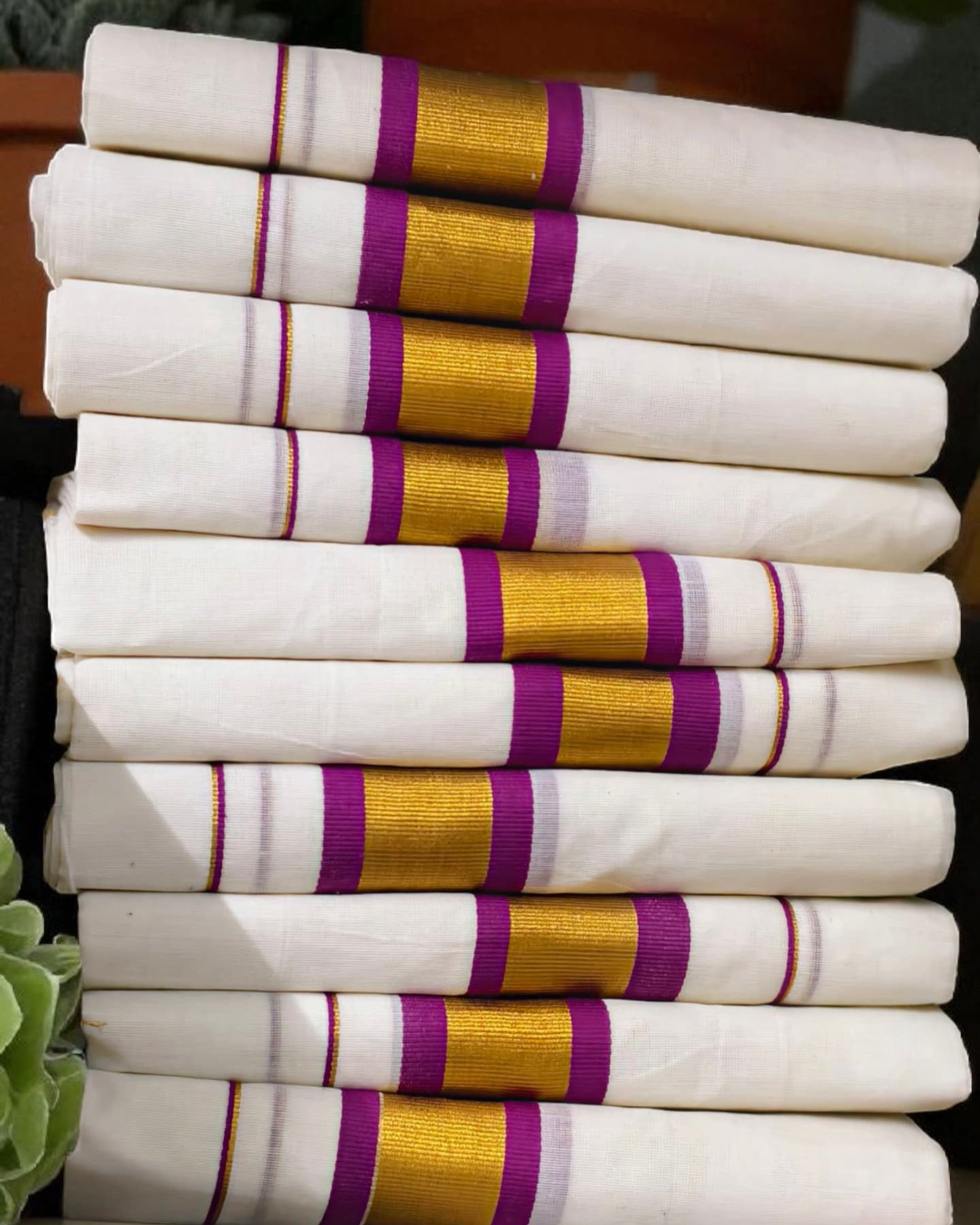 Cotton Set Mundu fancy border extra length | Kuthampully