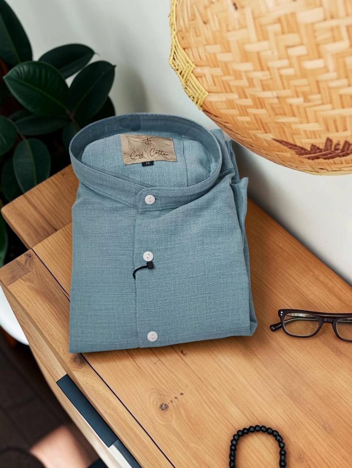 Soft Textured Linen-Blend Chinese Collar Shirt | Comfort wearing