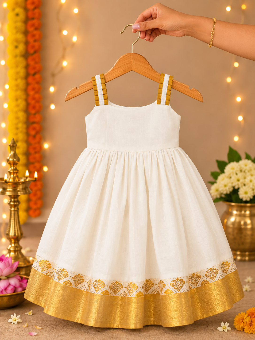 Pleated shoulder frock