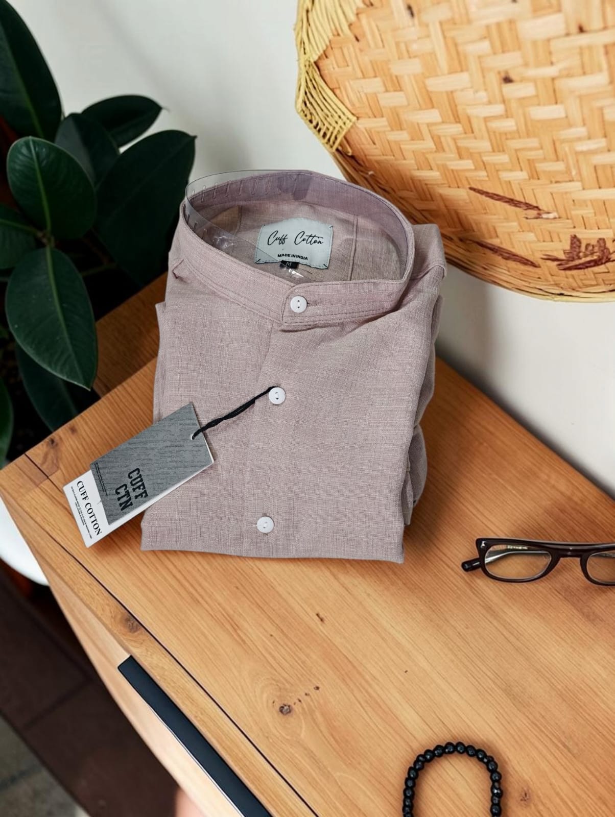 Soft Textured Linen-Blend Chinese Collar Shirt | Comfort wearing