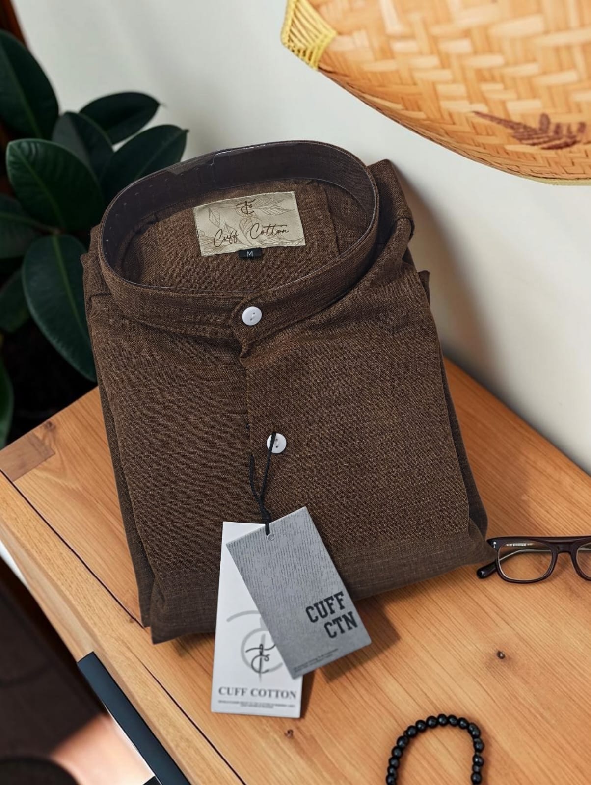 Soft Textured Linen-Blend Chinese Collar Shirt | Comfort wearing