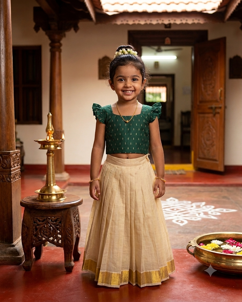 Kerala traditional Pattupavada -  kids wear