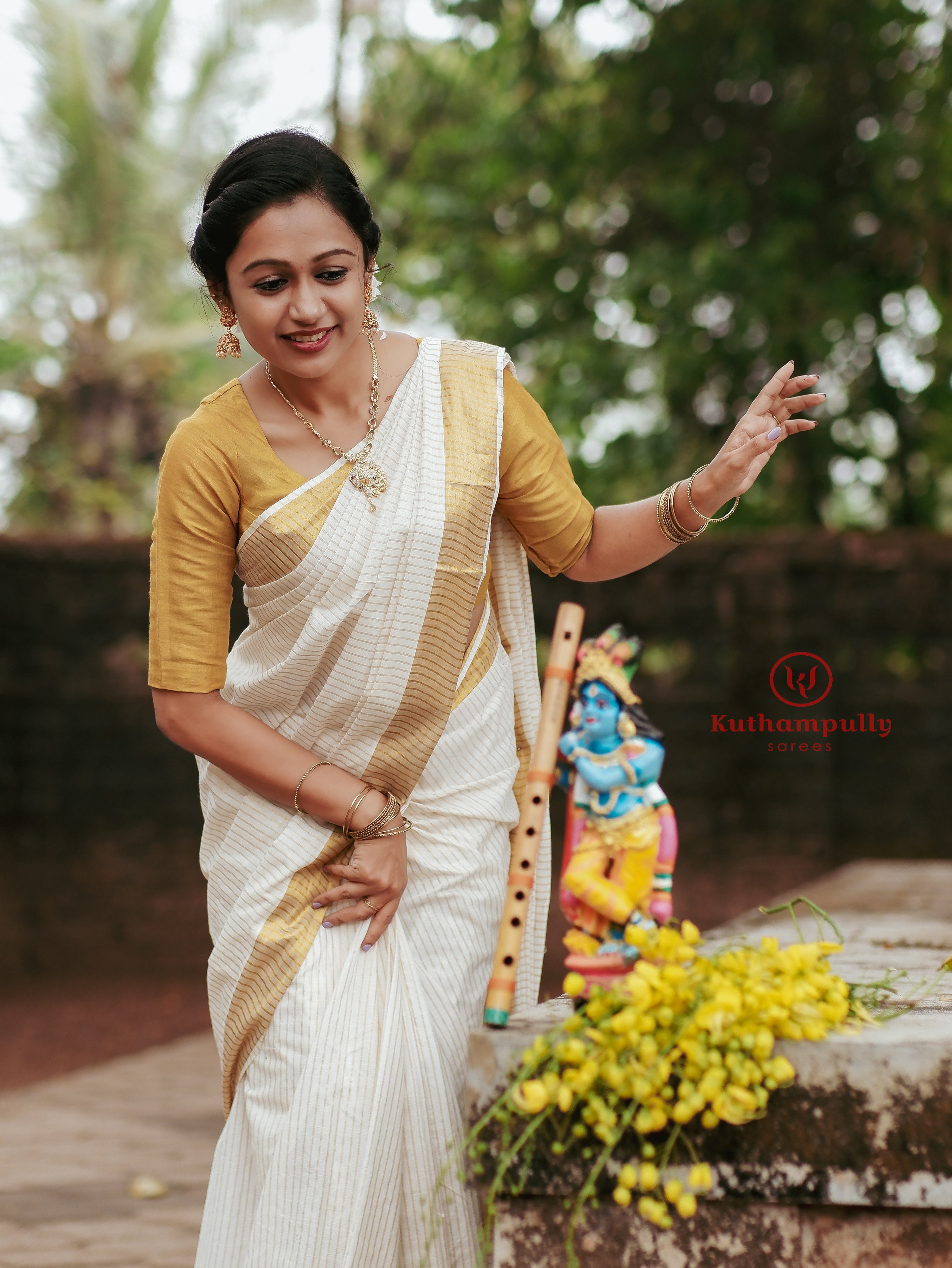 Kuthampully Full Stripe Saree Kerala saree 6.25mtr