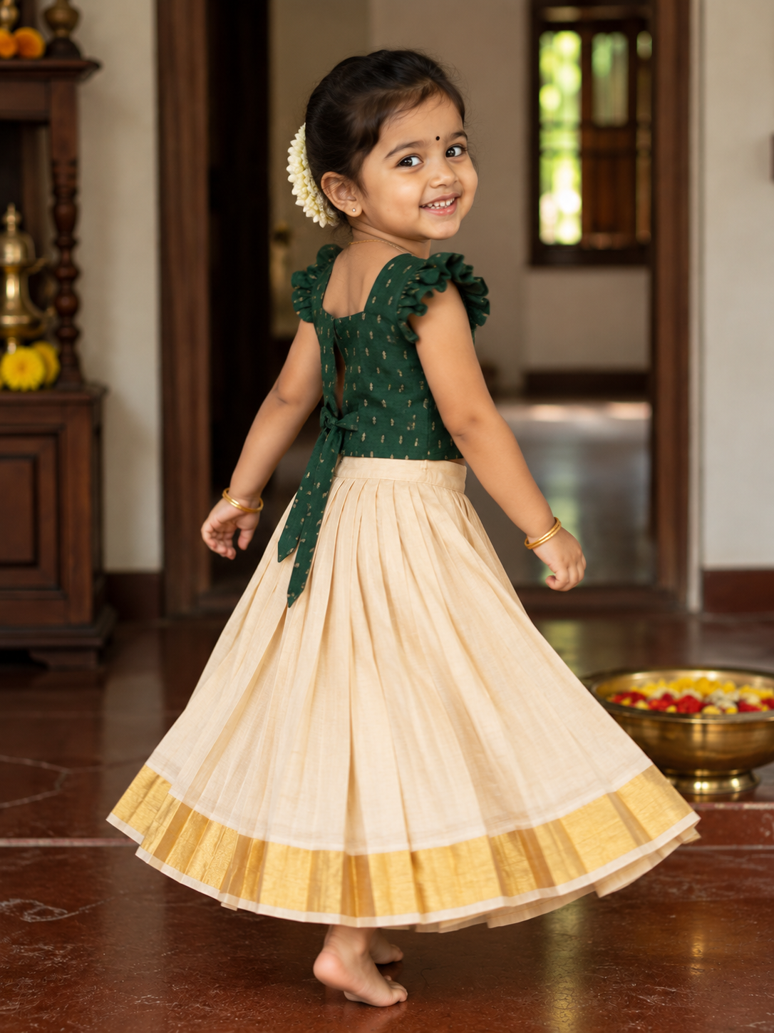Kerala traditional Pattupavada -  kids wear