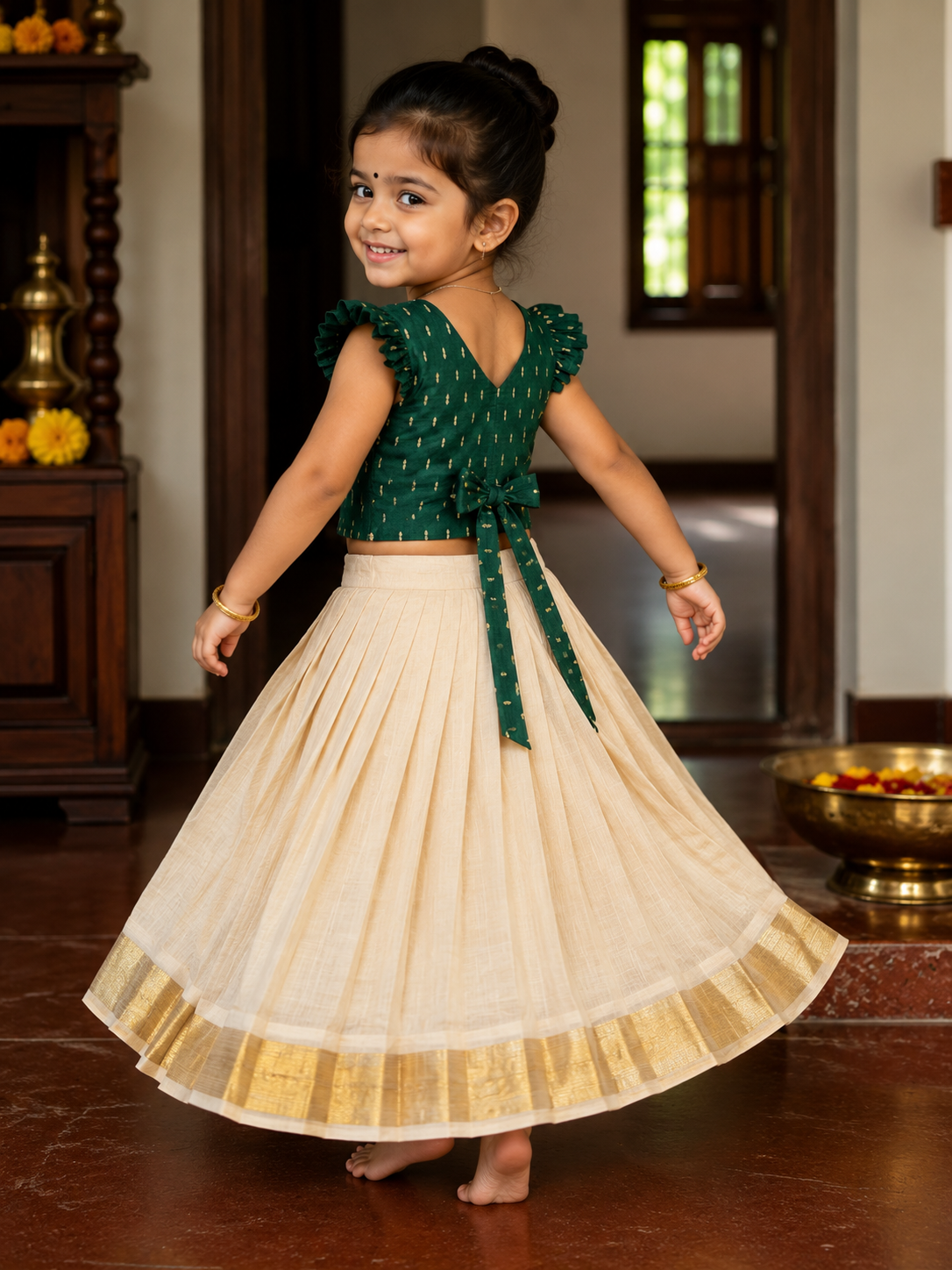 Kerala traditional Pattupavada -  kids wear