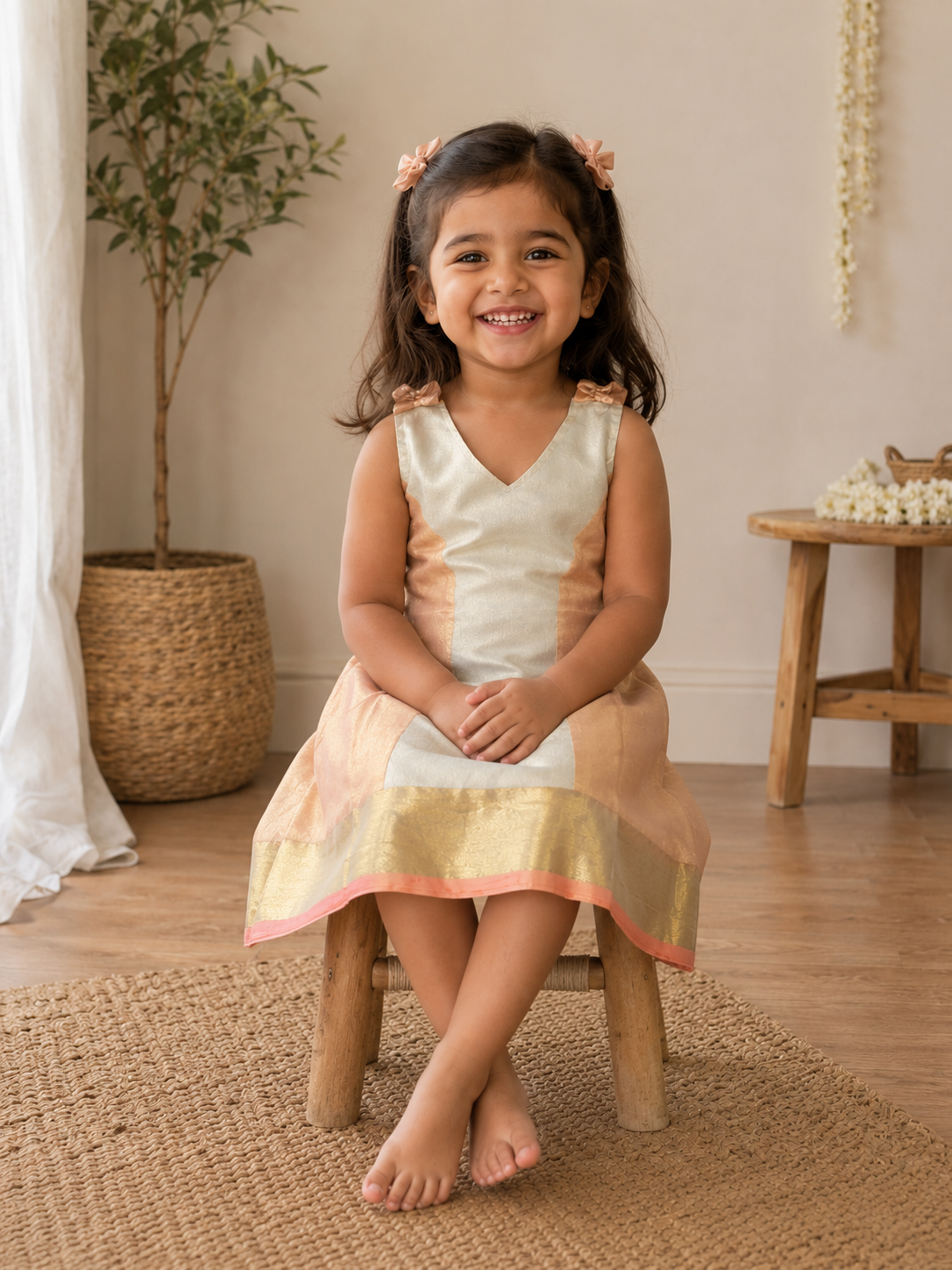 Orange Gold A-line Tissue Frock