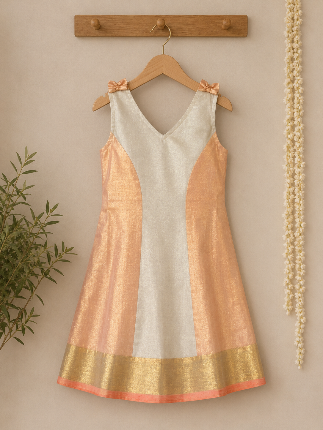 Orange Gold A-line Tissue Frock