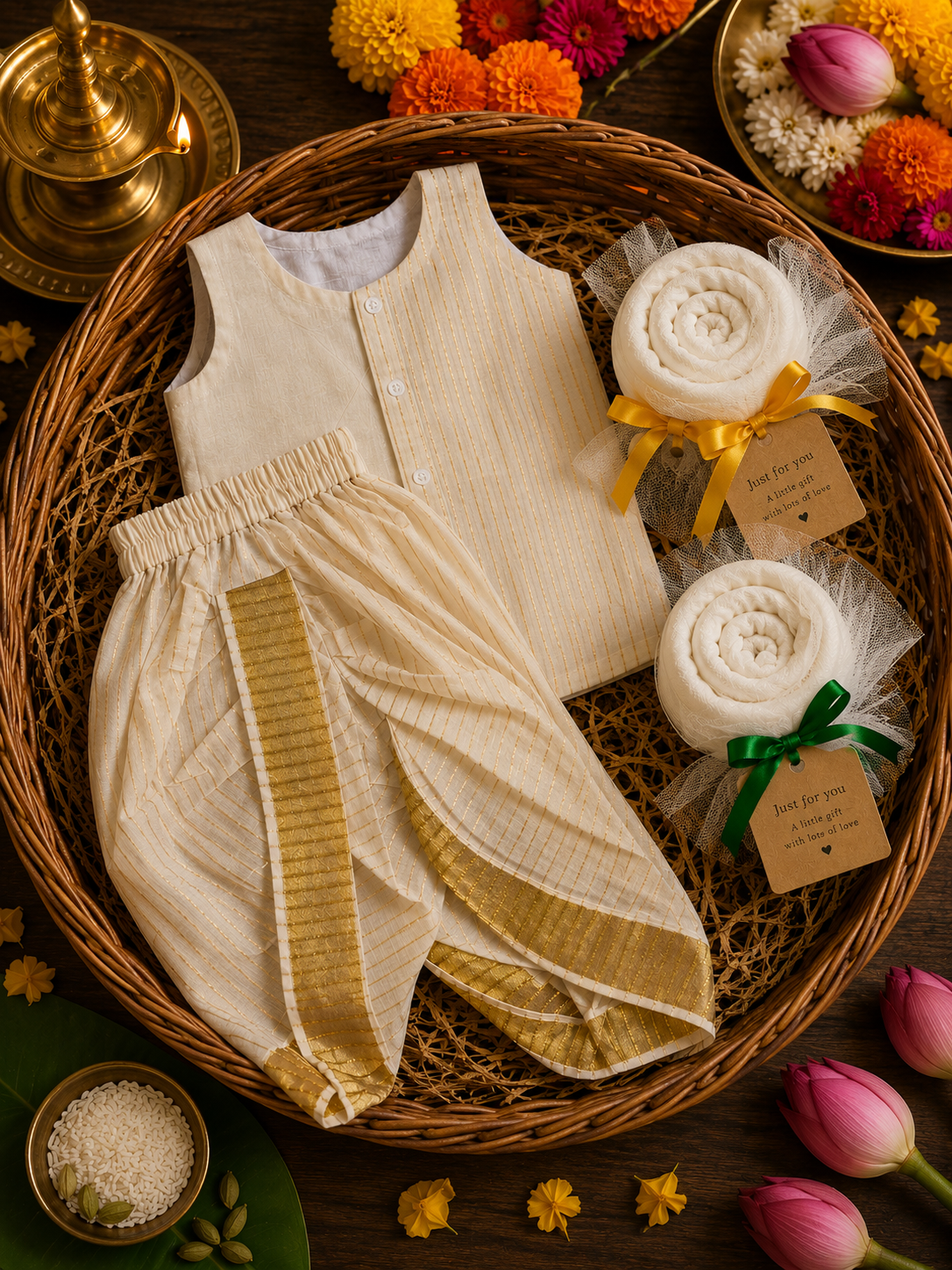 Boys Shirt with Angavasthram Dothi - Free Face Towel