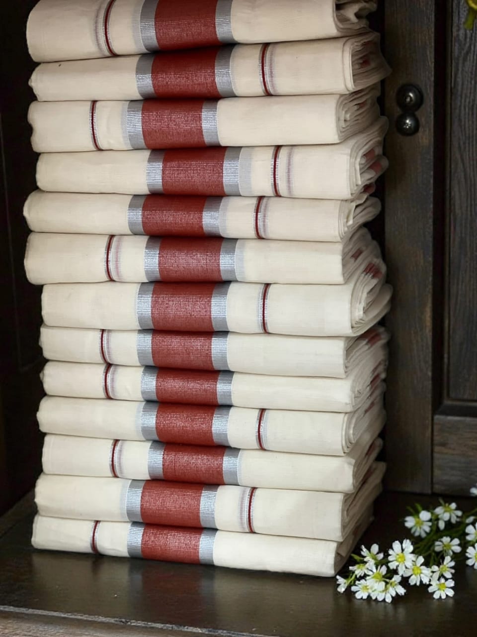Thiruvathira Set Mundu Pure Cotton 2.80 mtr Extra length
