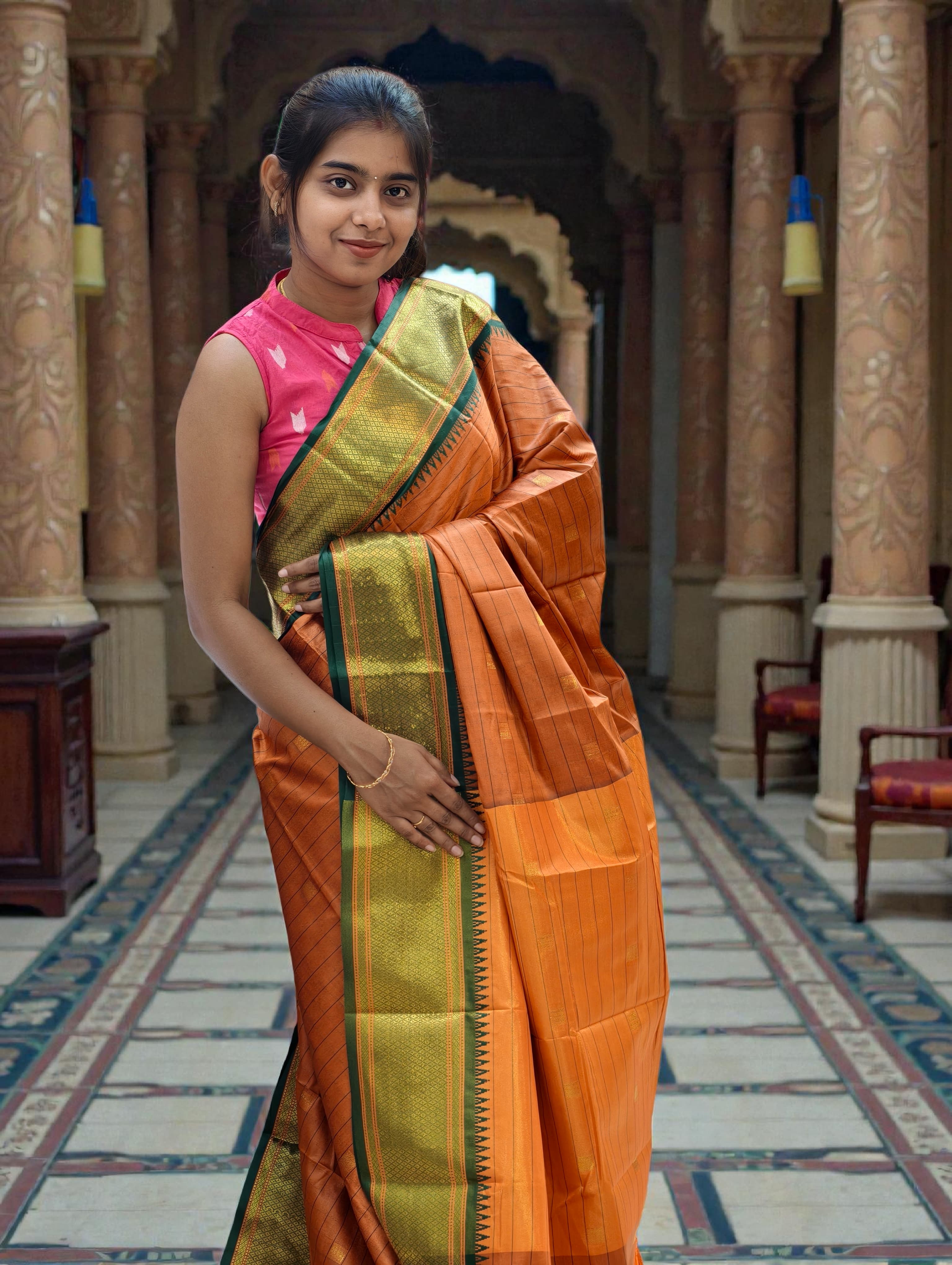 Narayani Pattu Saree full body buttas with contrast palul and blouse