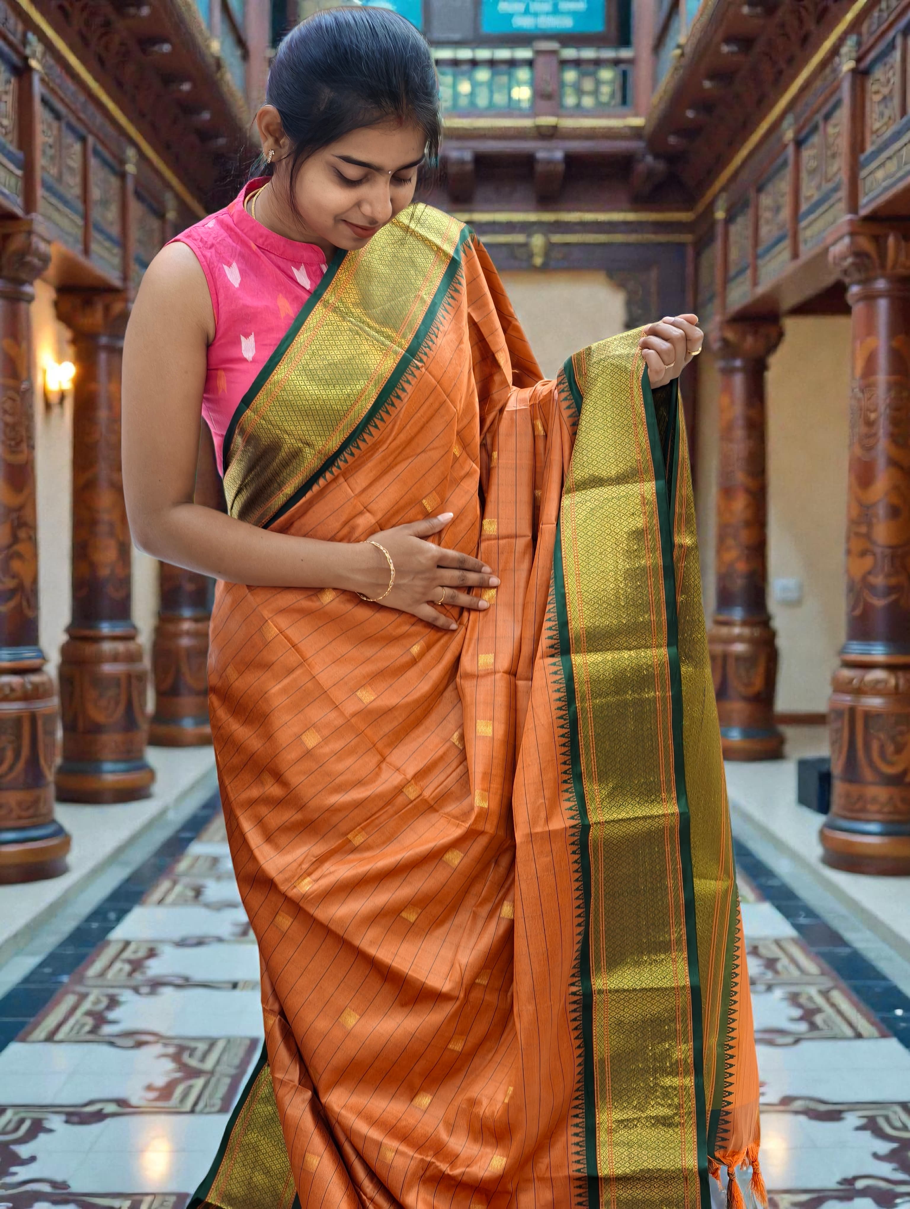 Narayani Pattu Saree full body buttas with contrast palul and blouse