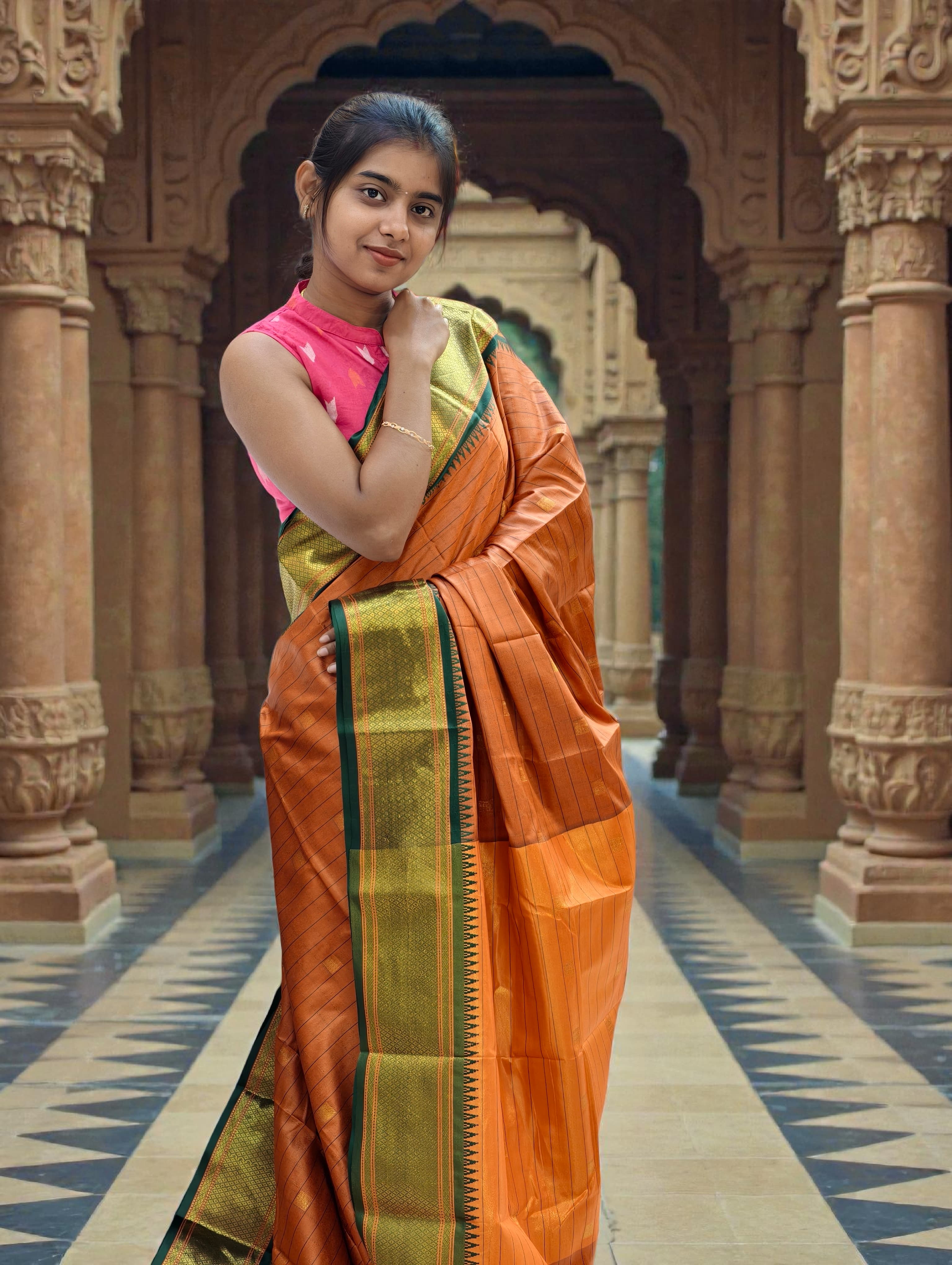 Narayani Pattu Saree full body buttas with contrast palul and blouse