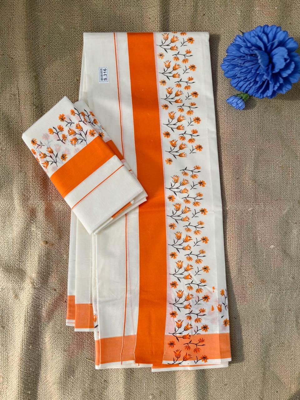 Kuthampuly Pushpaka Set mundu Trending collection pure cotton