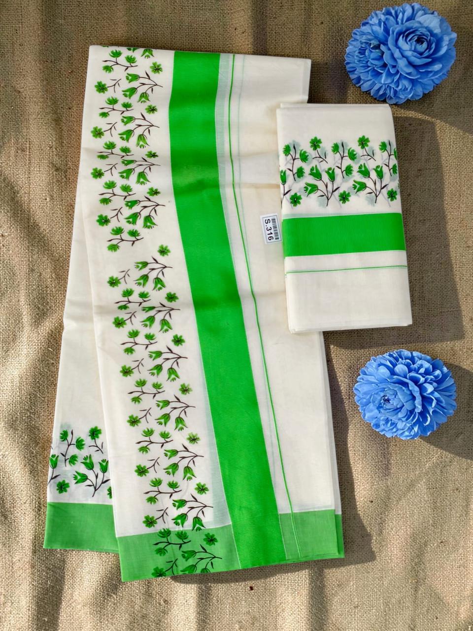 Kuthampuly Pushpaka Set mundu Trending collection pure cotton