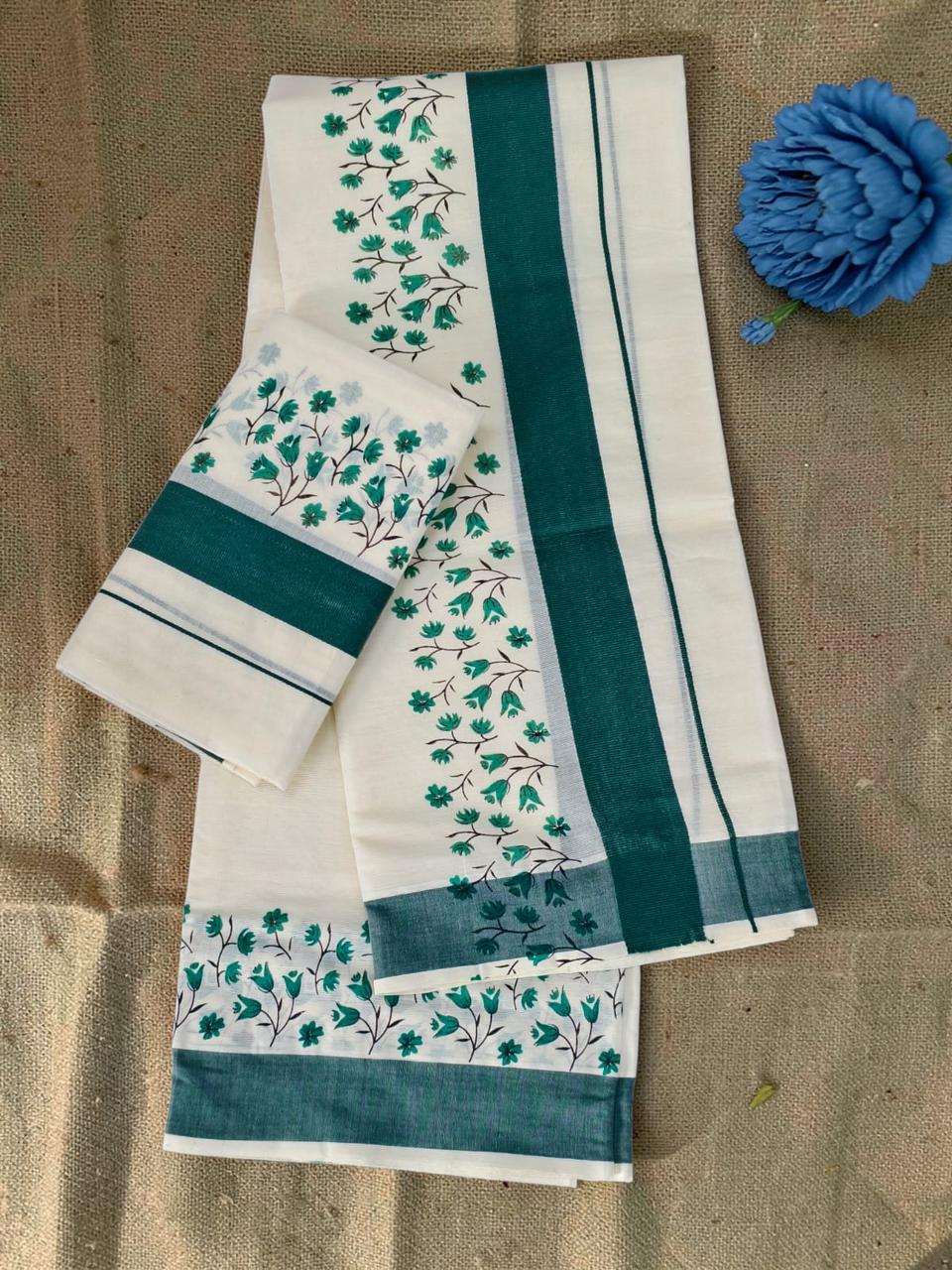 Kuthampuly Pushpaka Set mundu Trending collection pure cotton