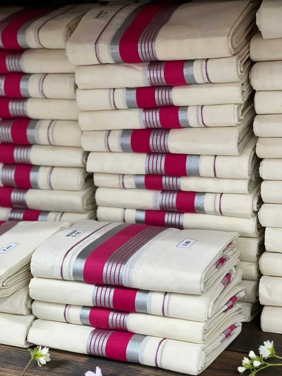 Thiruvathira Set Mundu Pure Cotton 2.80 mtr Extra length
