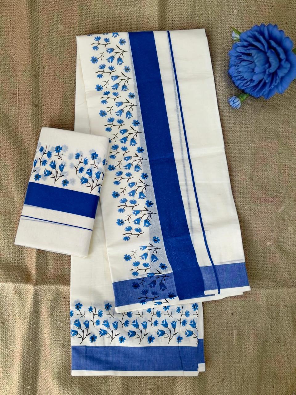 Kuthampuly Pushpaka Set mundu Trending collection pure cotton