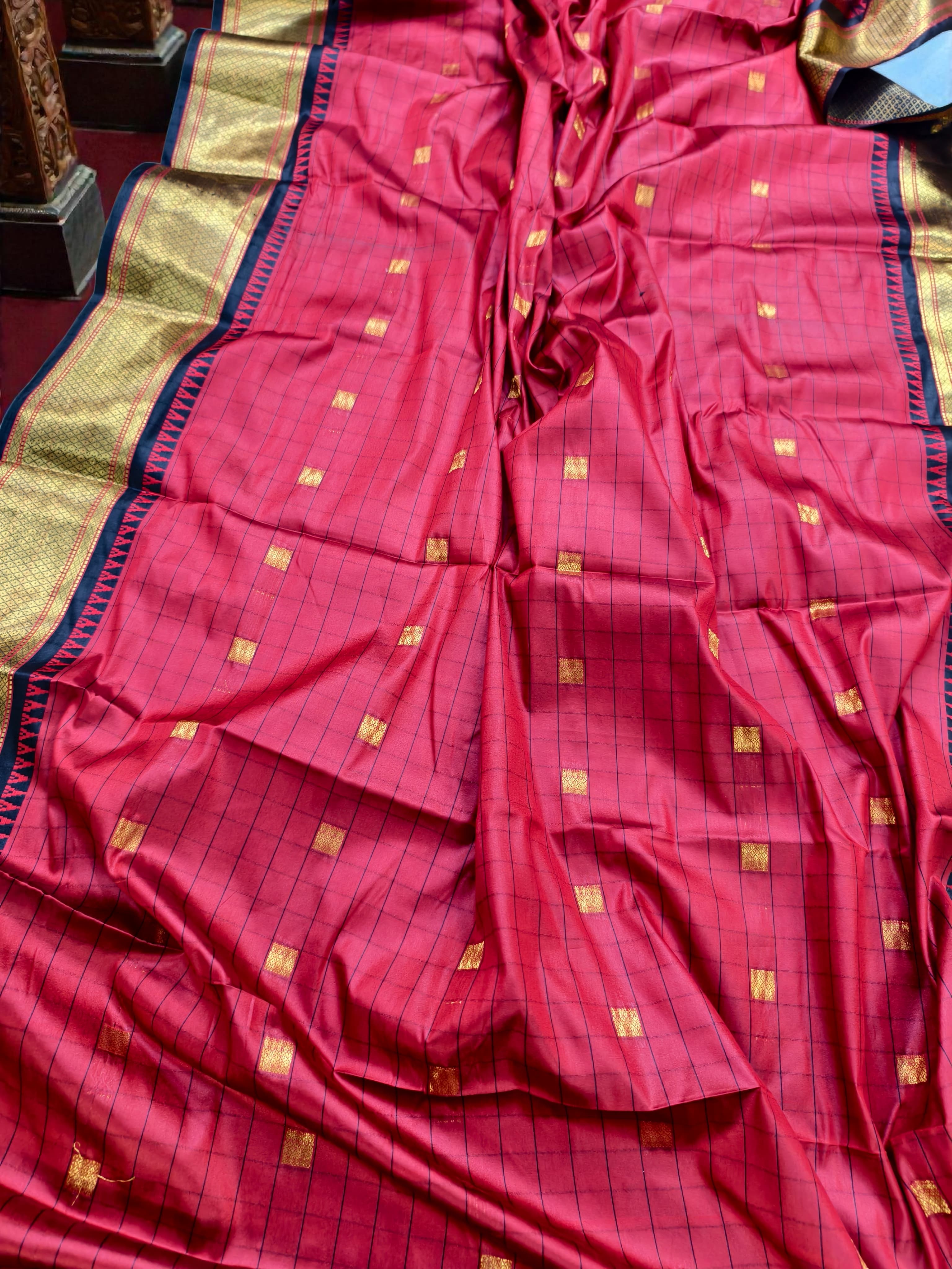 Narayani Pattu Saree full body buttas with contrast palul and blouse