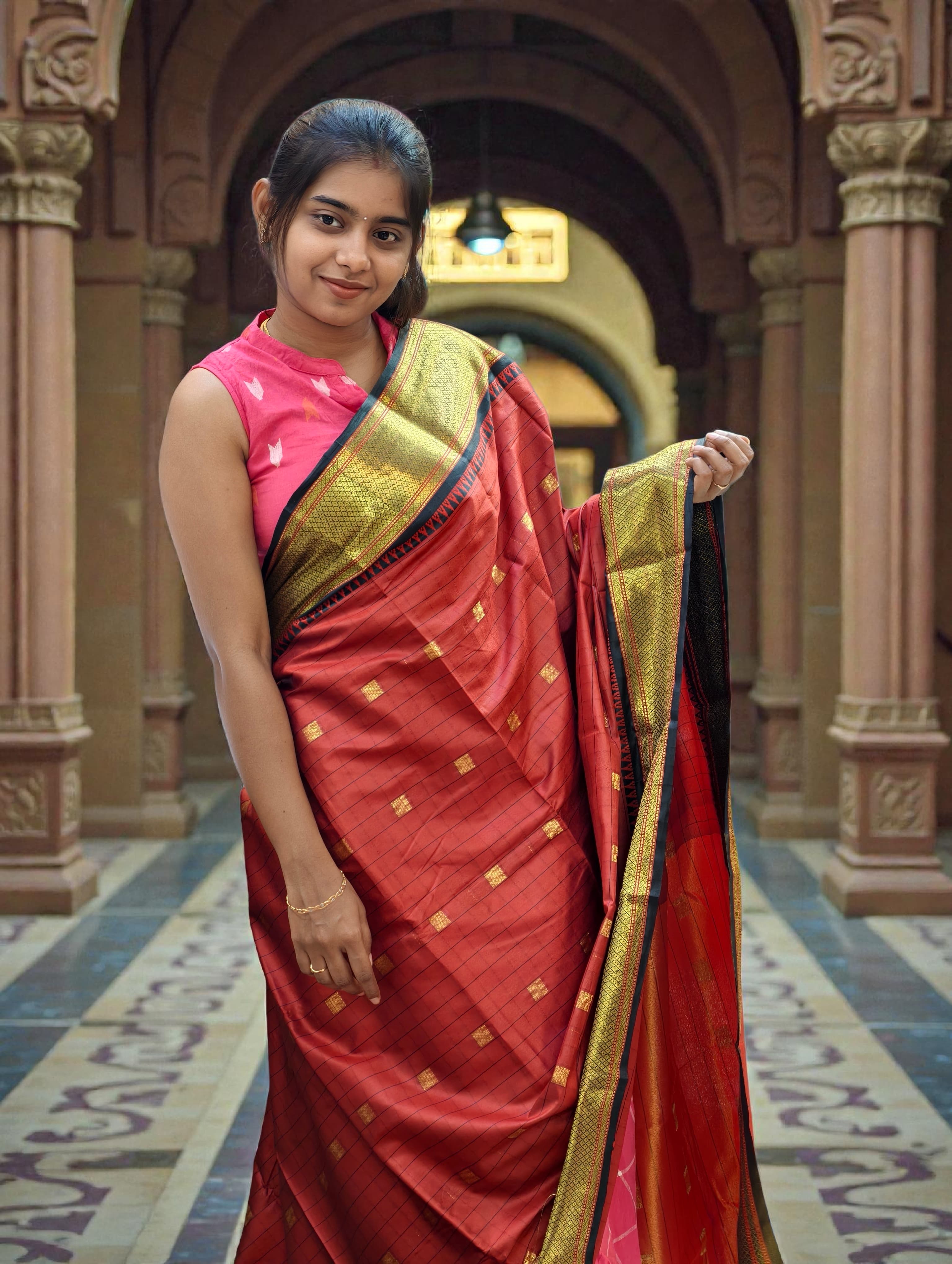 Narayani Pattu Saree full body buttas with contrast palul and blouse