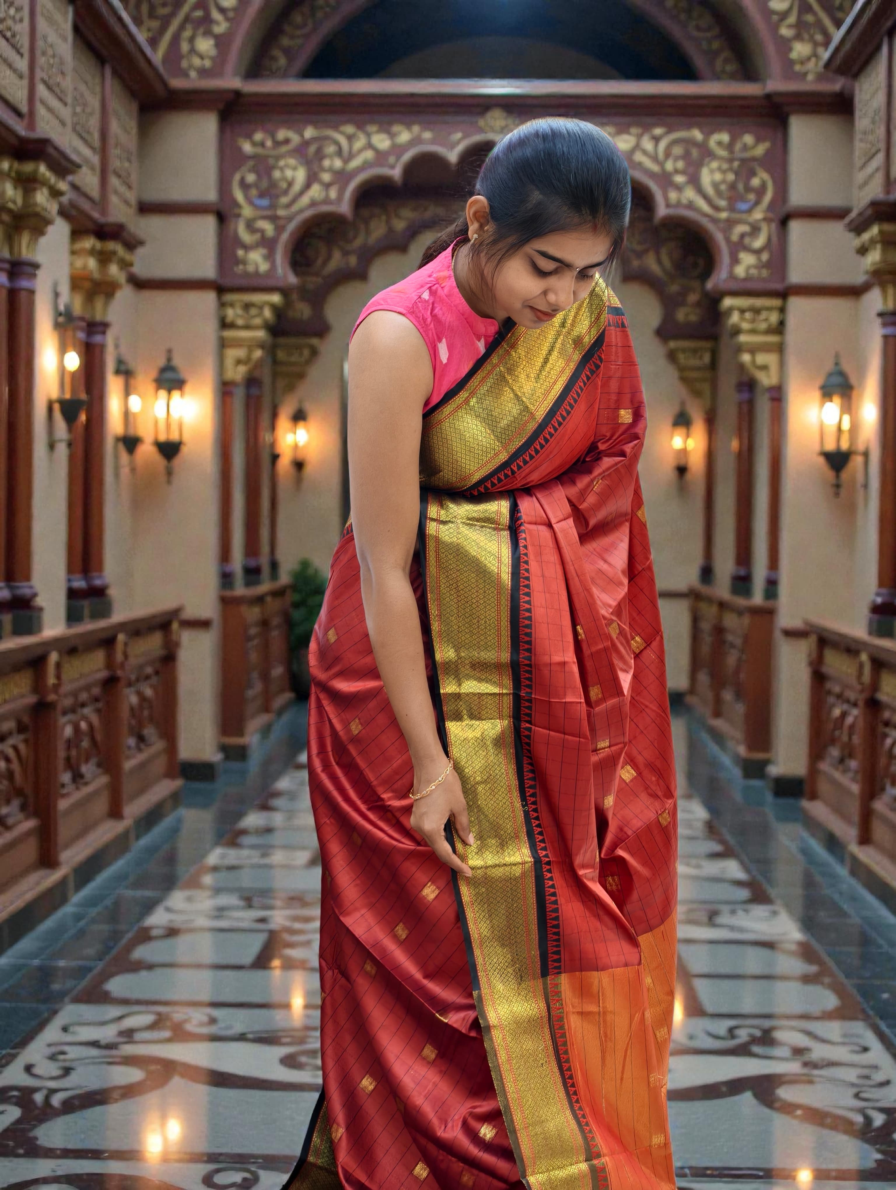 Narayani Pattu Saree full body buttas with contrast palul and blouse