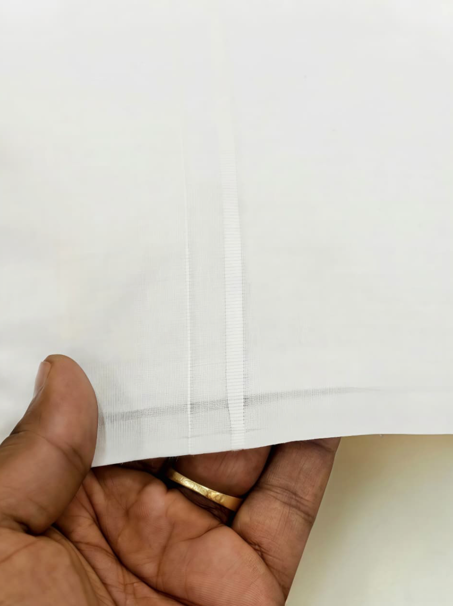 Single Pure Cotton White Border dhoti 2 meter