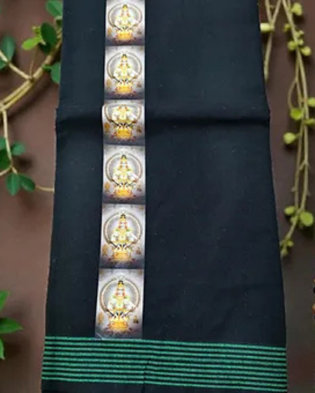 Sabarimala Black Mundu with Swamy Ayappa print 2 meter dhoti