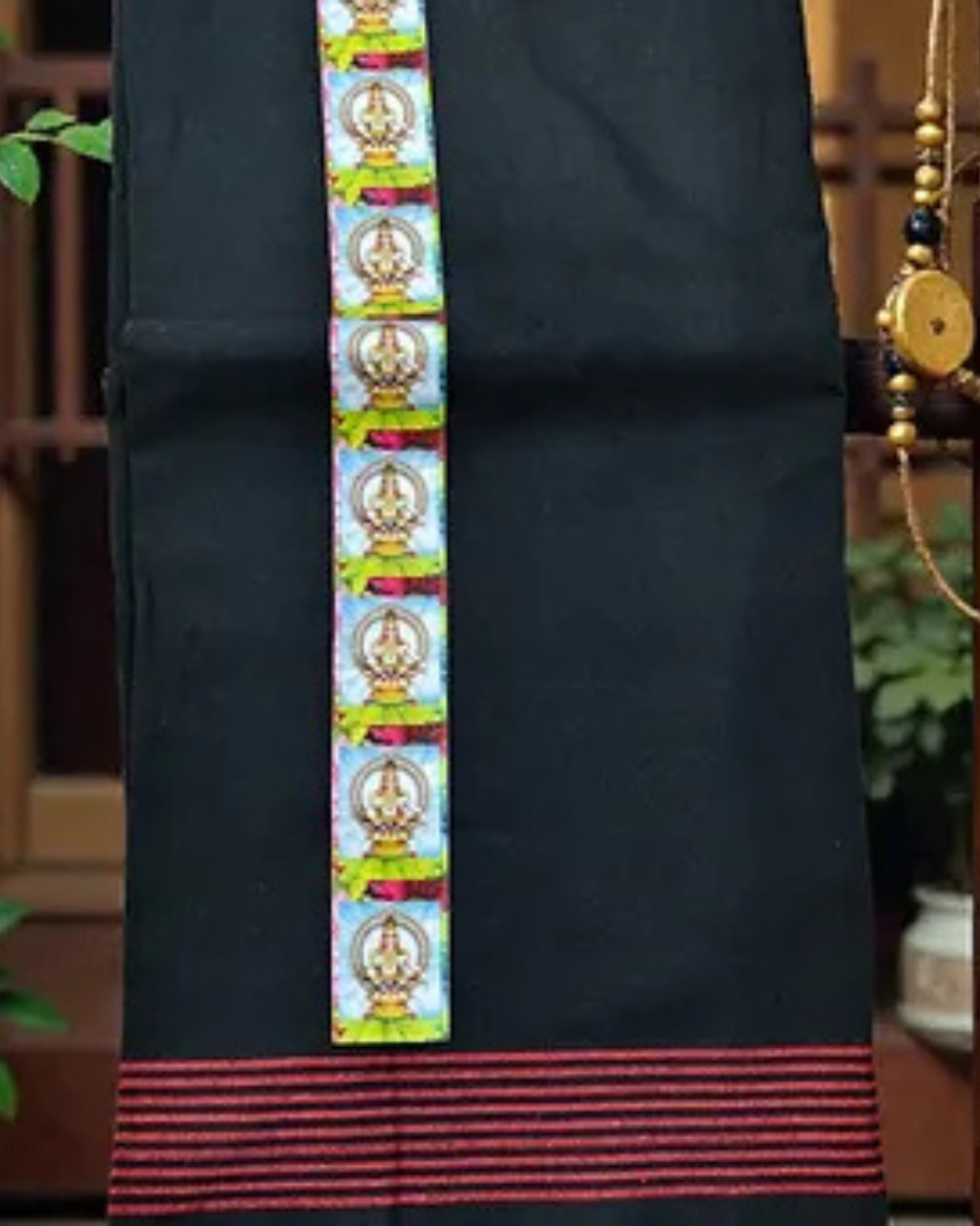 Sabarimala Black Mundu with Swamy Ayappa print 2 meter dhoti