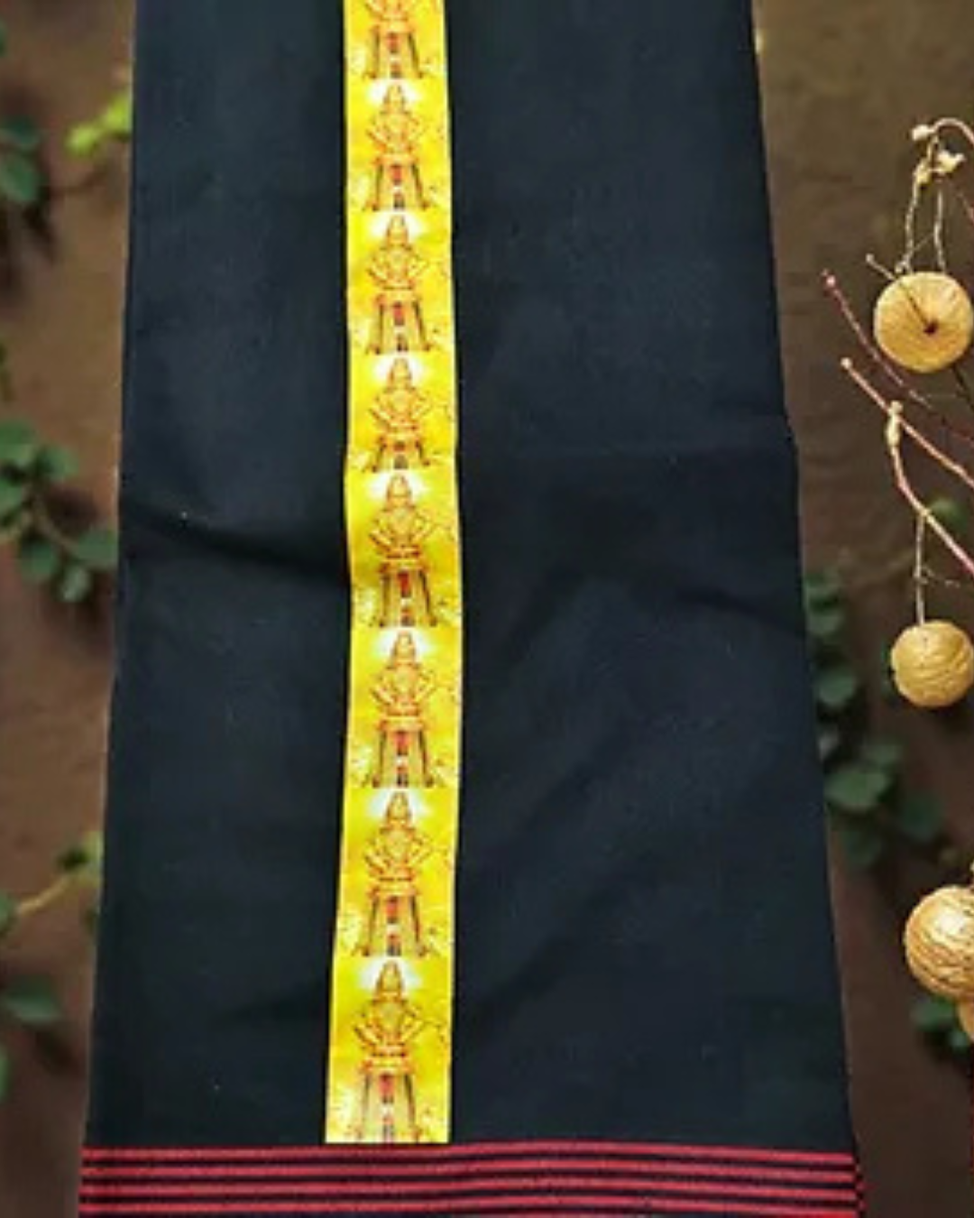 Sabarimala Black Mundu with Swamy Ayappa print 2 meter dhoti