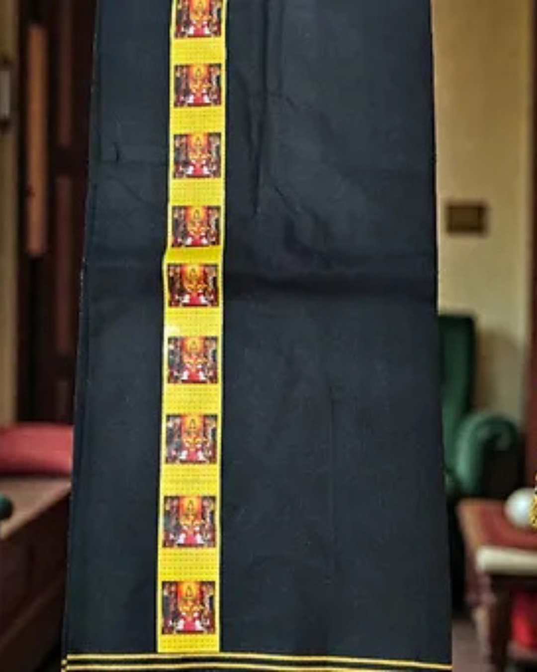 Sabarimala Black Mundu with Swamy Ayappa print 2 meter dhoti