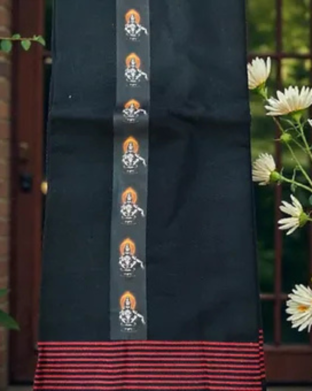 Sabarimala Black Mundu with Swamy Ayappa print 2 meter dhoti