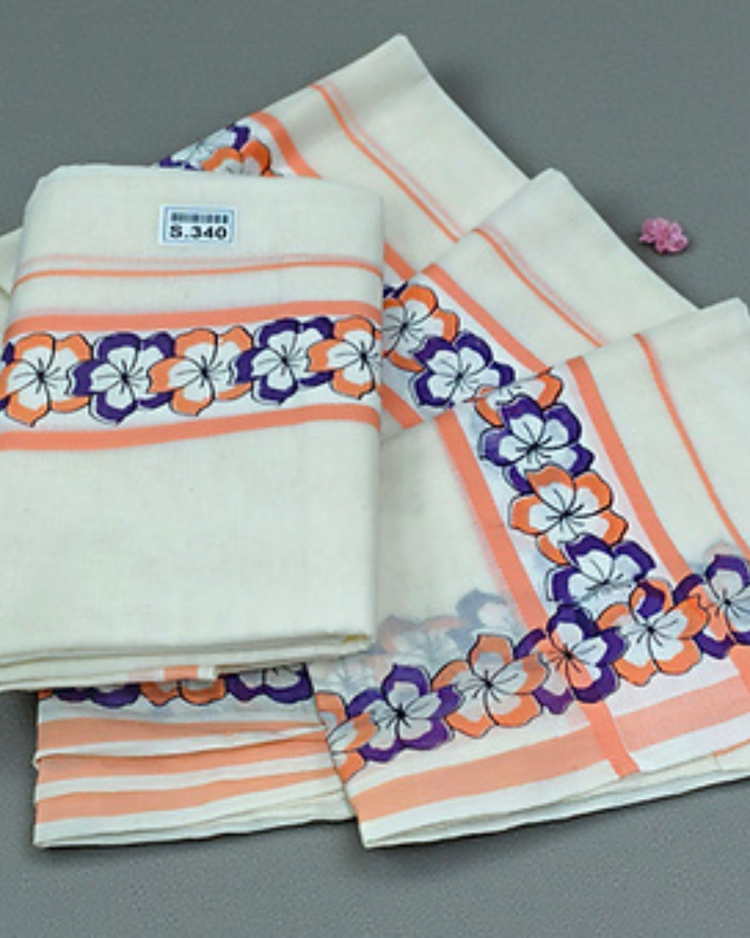 Flower design set mundu for womens pure cotton