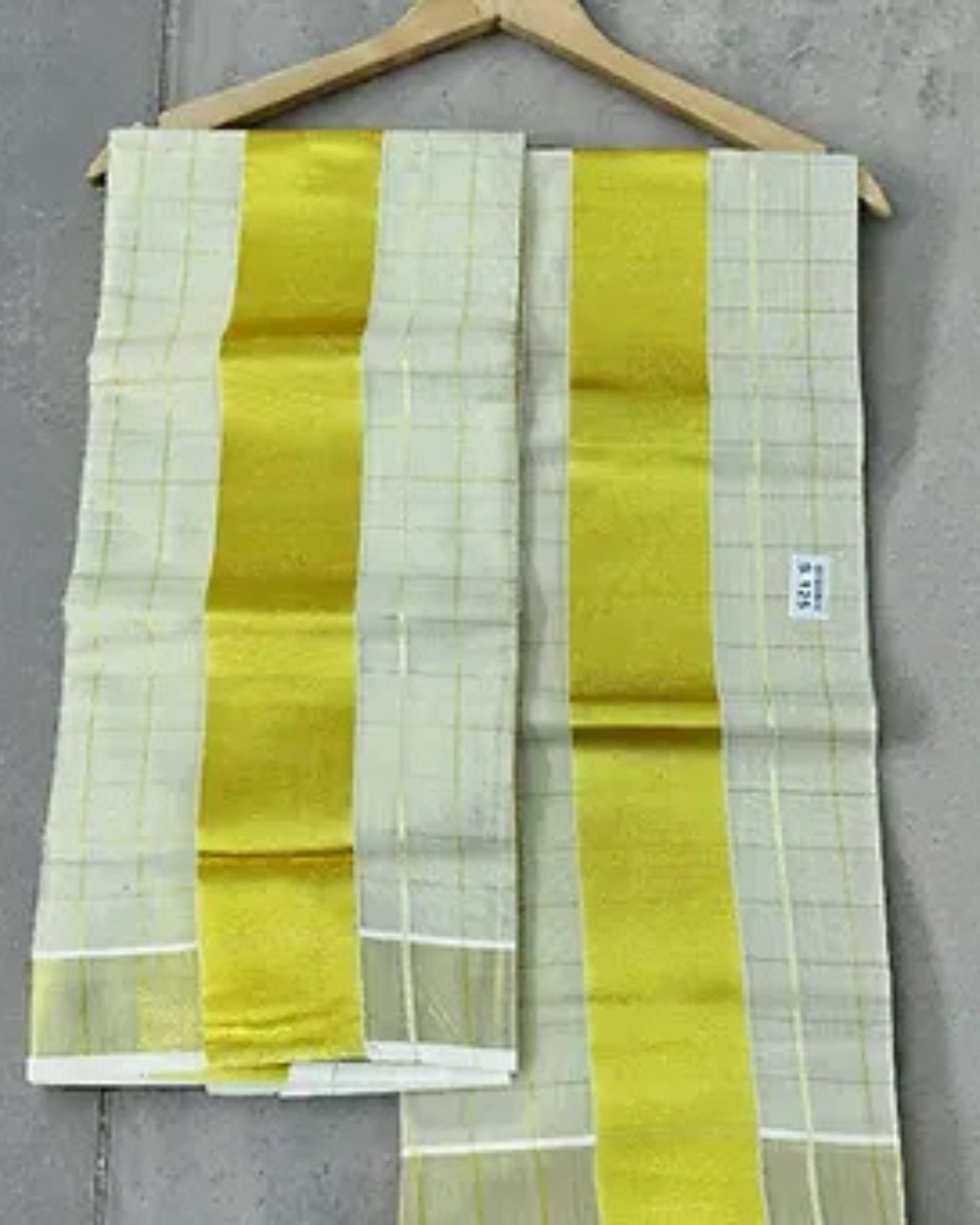 Kuthampully Check Tissue Set Mundu 2.80 meter extra length