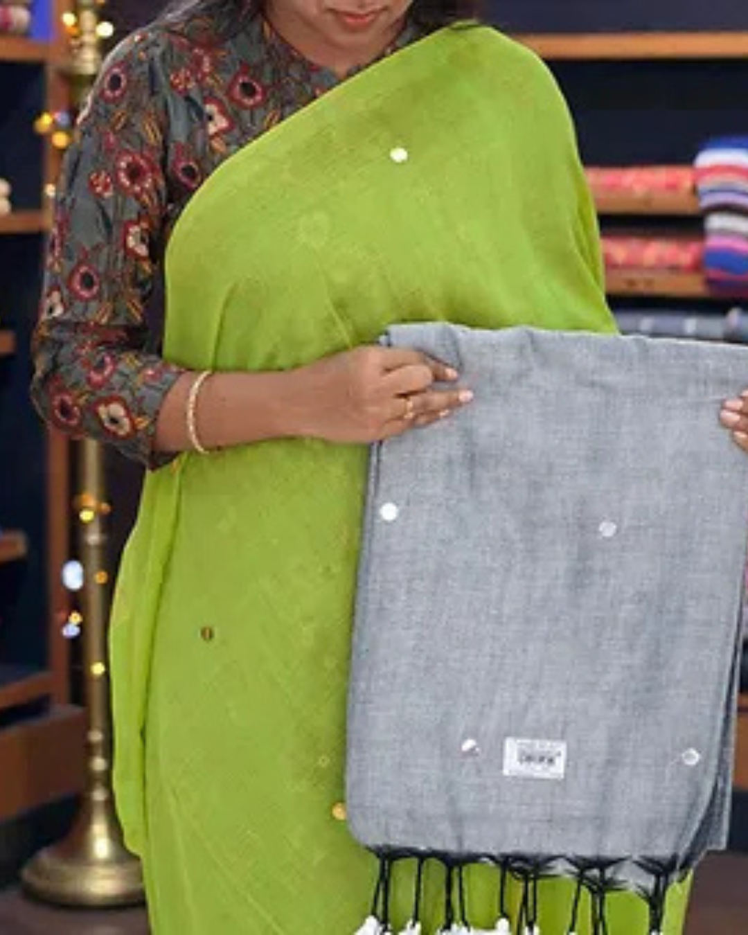Mul Mul Saree With Running Sequence Work