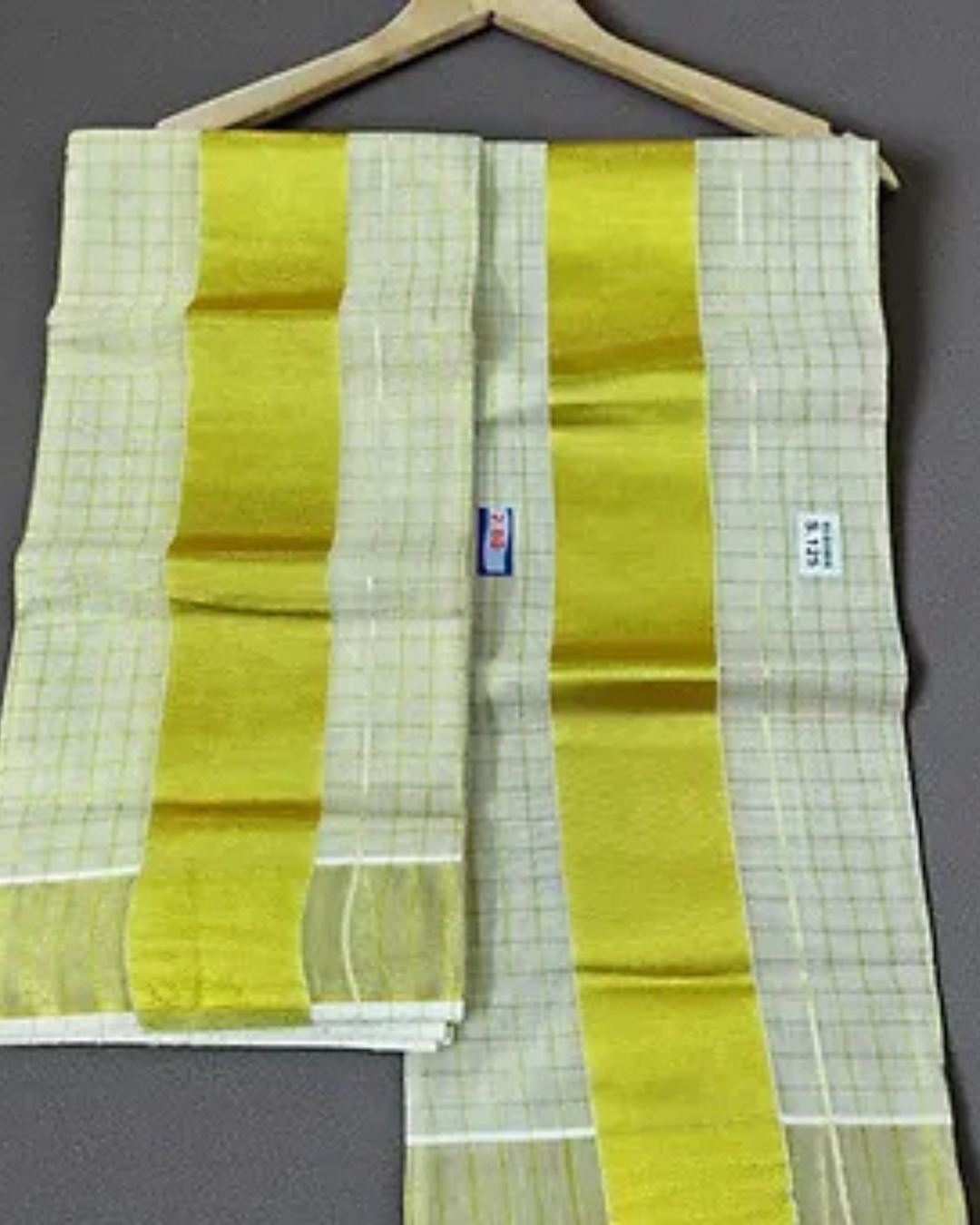 Kuthampully Check Tissue Set Mundu 2.80 meter extra length