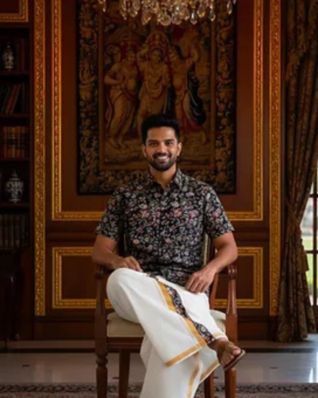 Men's Ajrakh Shirt and Dhoti Combo