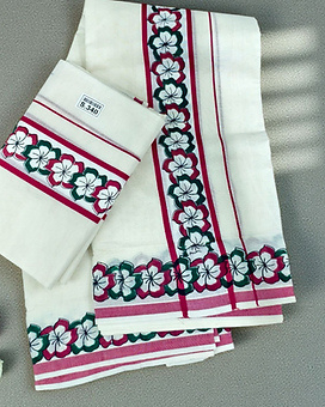 Flower design set mundu for womens pure cotton