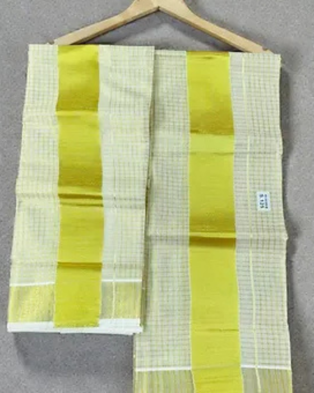 Kuthampully Check Tissue Set Mundu 2.80 meter extra length