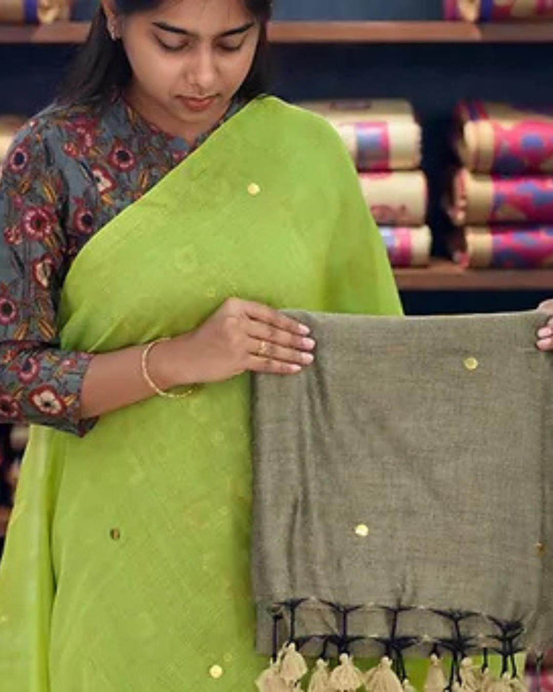Mul Mul Saree With Running Sequence Work