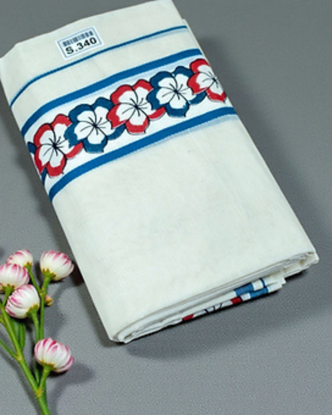 Flower design set mundu for womens pure cotton