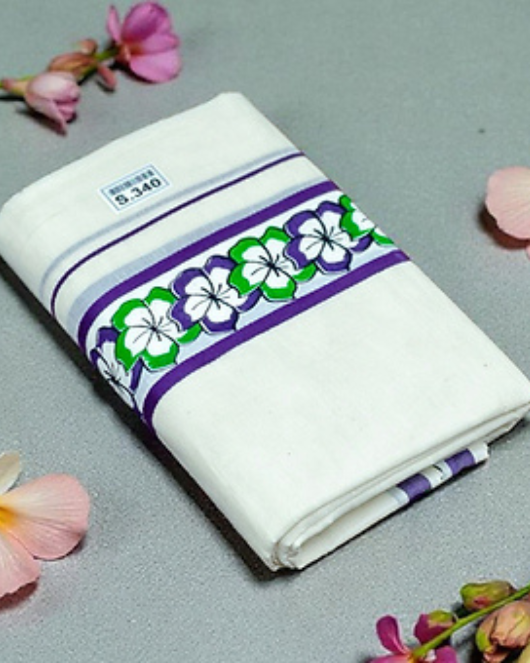 Flower design set mundu for womens pure cotton