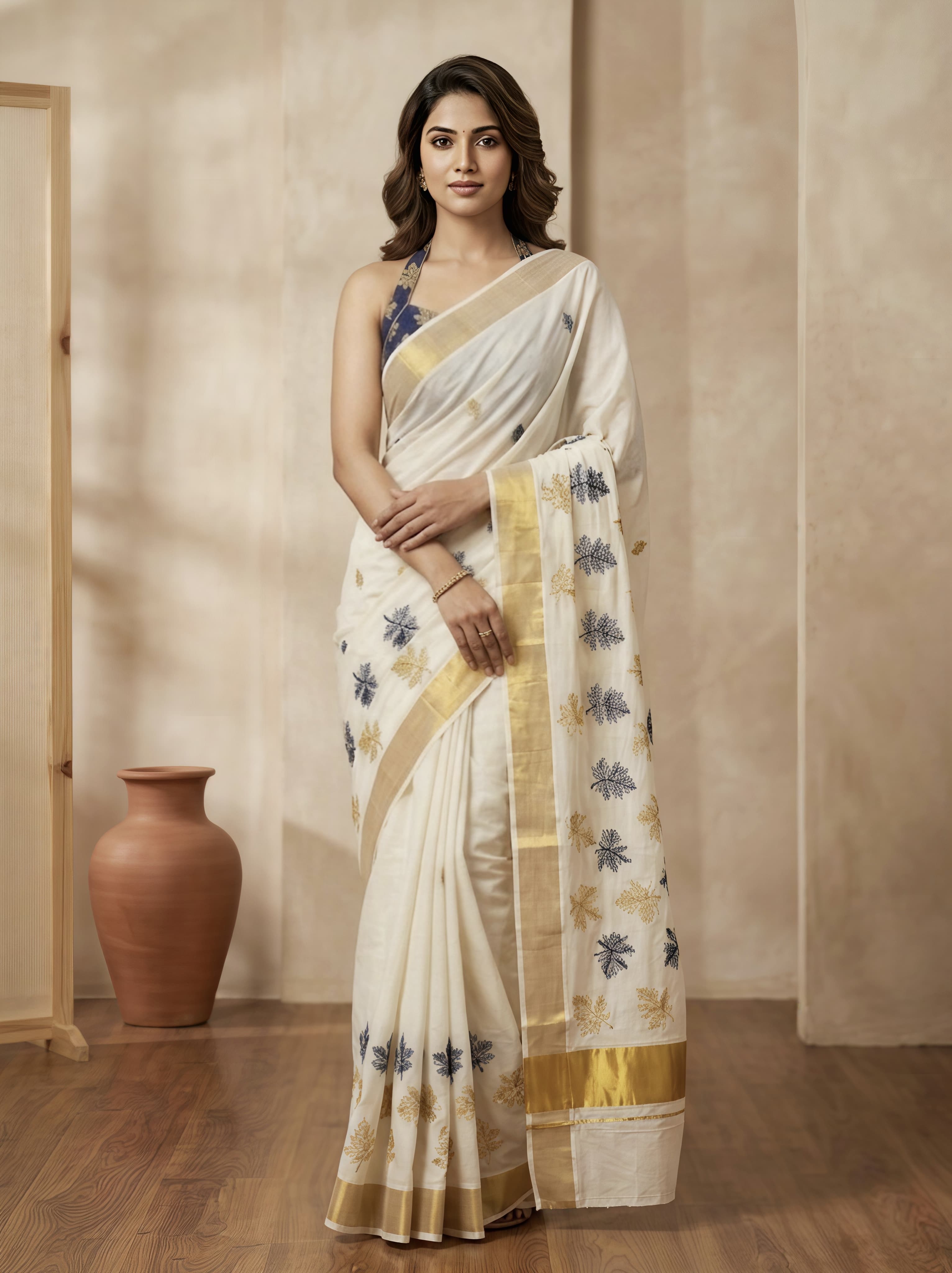 Pure Cotton Embroidery Saree Full body with blouse  Embroidery