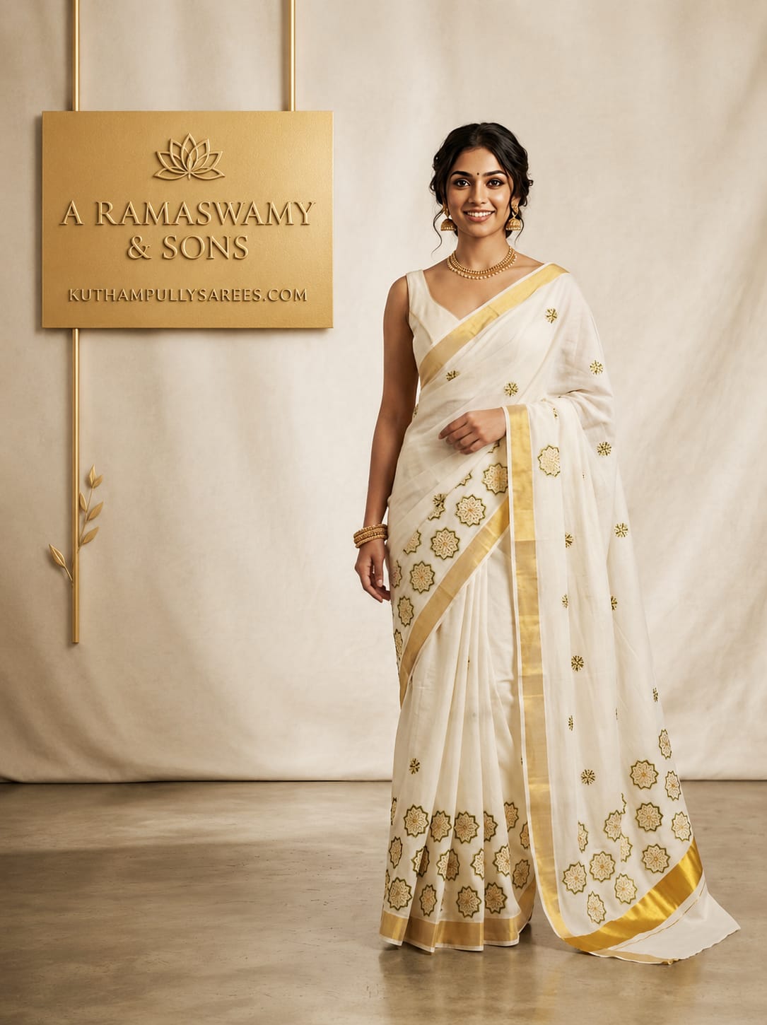 Pure Cotton Embroidery Saree Full body with blouse Flower Embroidery