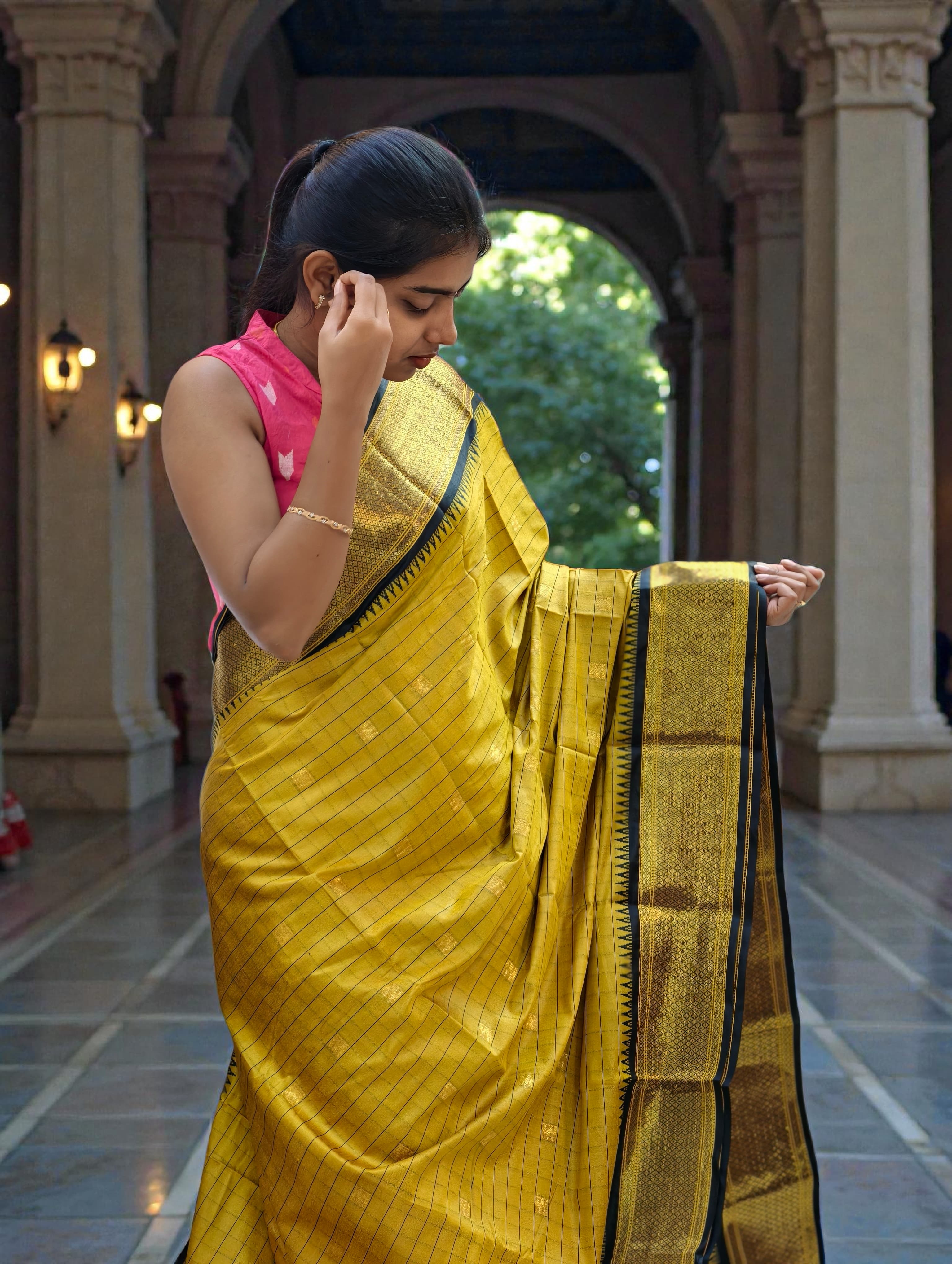 Narayani Pattu Saree full body buttas with contrast palul and blouse