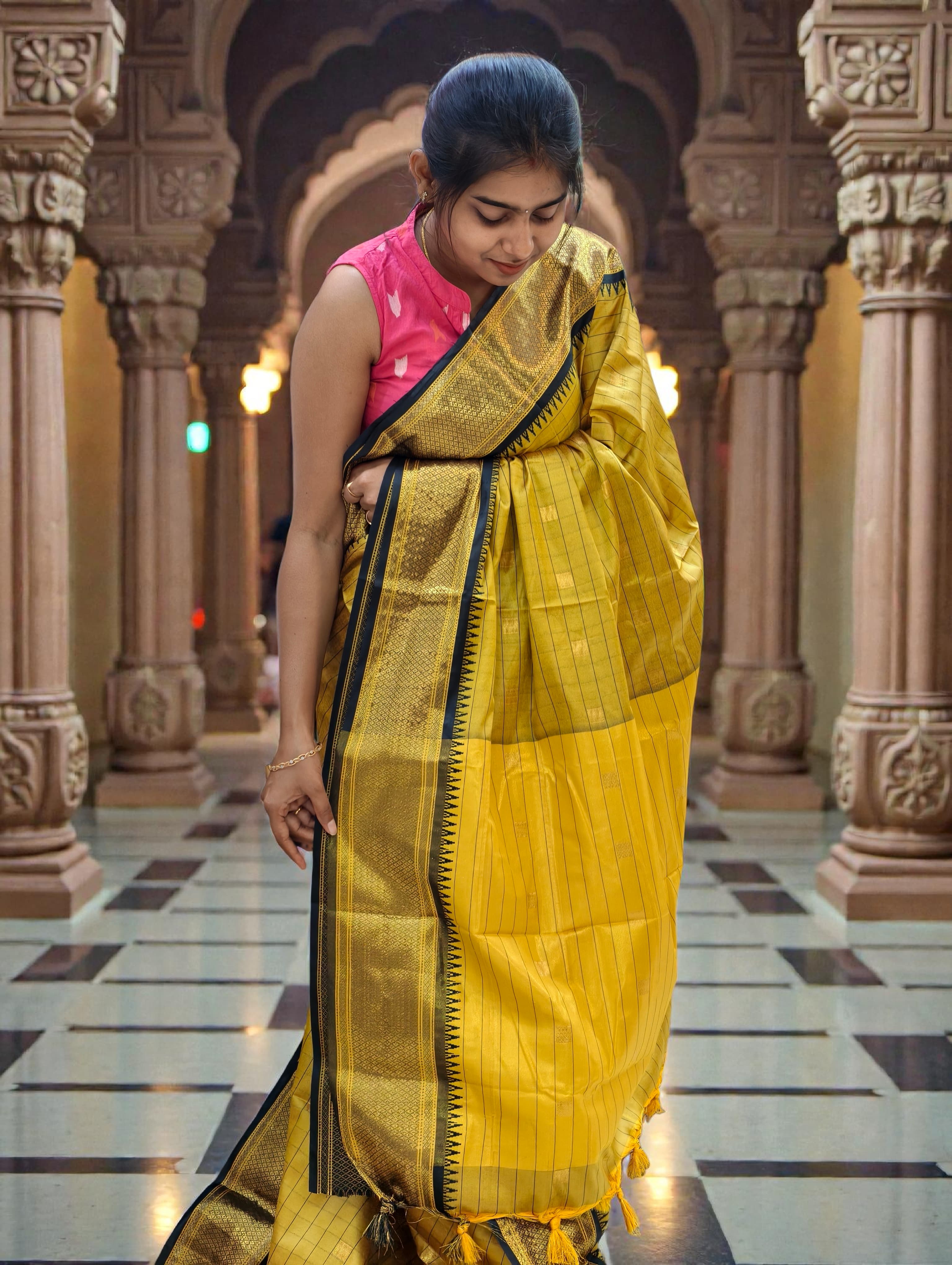 Narayani Pattu Saree full body buttas with contrast palul and blouse