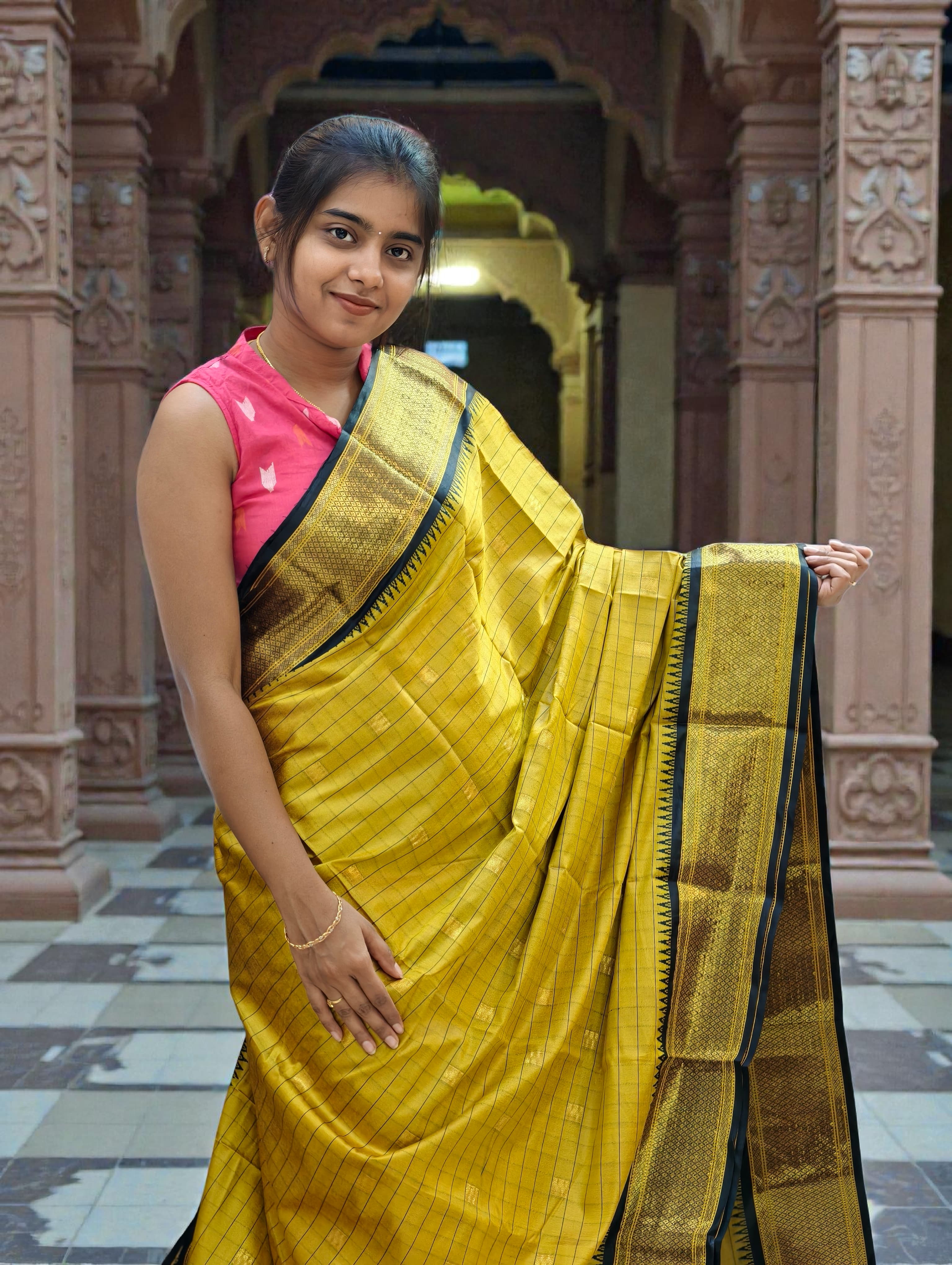 Narayani Pattu Saree full body buttas with contrast palul and blouse