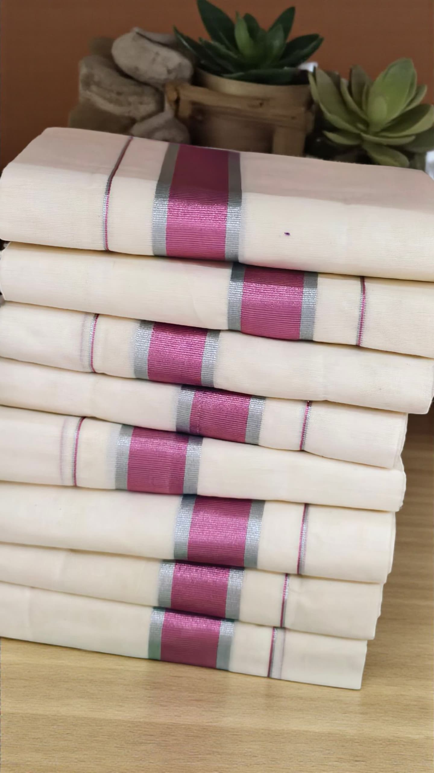 Cotton Set Mundu fancy border extra length | Kuthampully